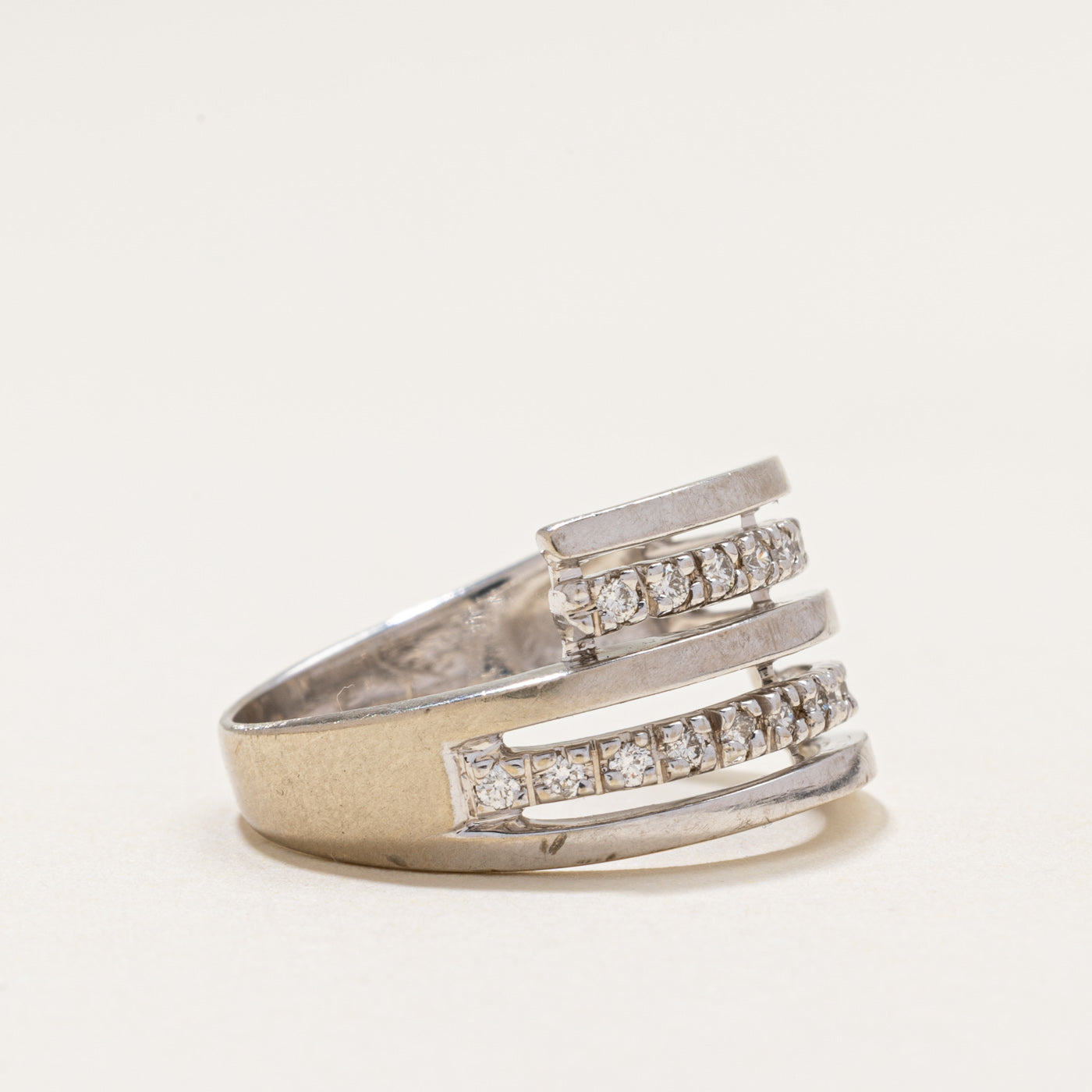 14k Double Row Diamond Bypass Ring | 0.33ctw | SZ 7.5