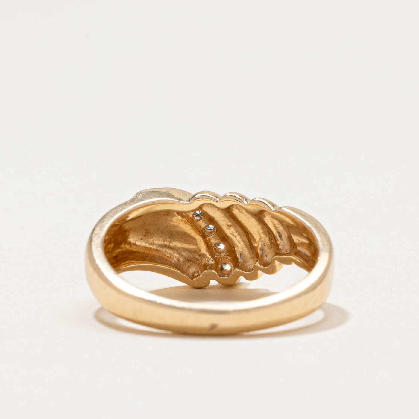 Diagonal Diamond Grooved Ring | 0.08ctw | SZ 6.25