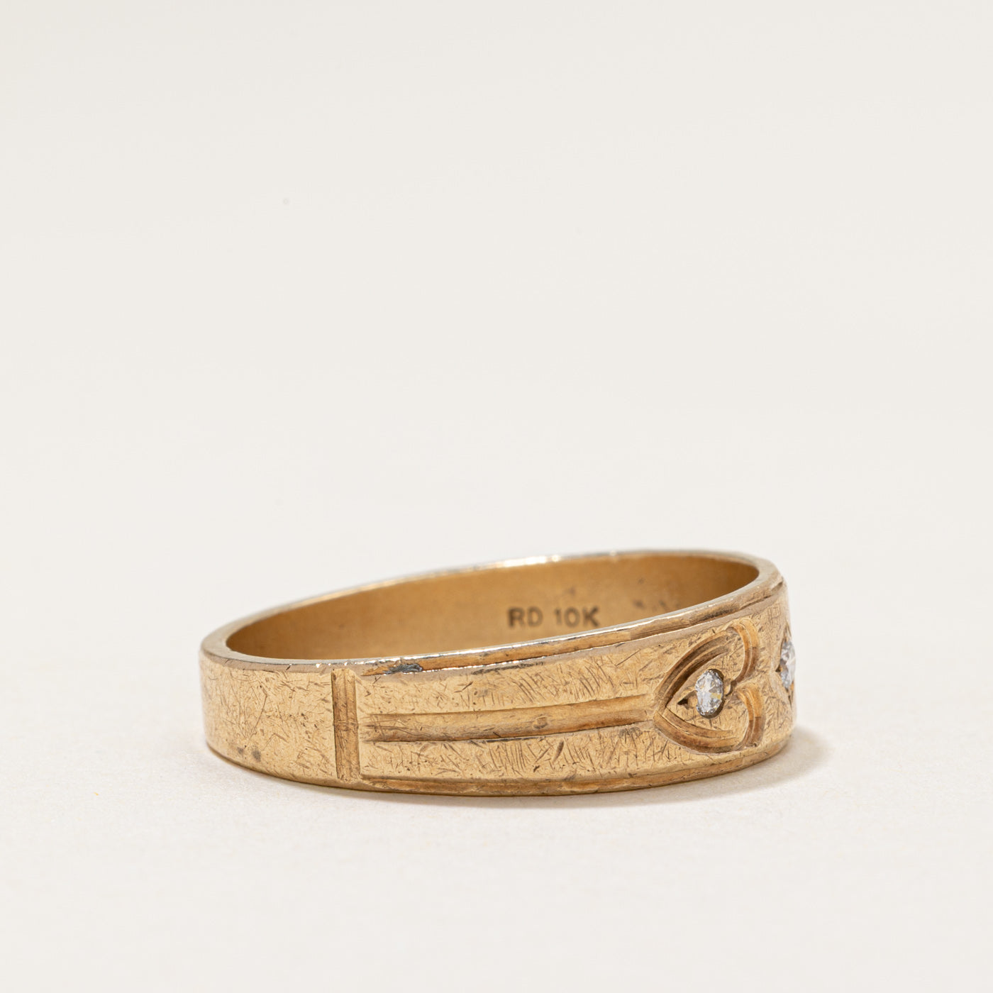 Diamond Heart Engraved Band | 0.11ctw | SZ 11.5
