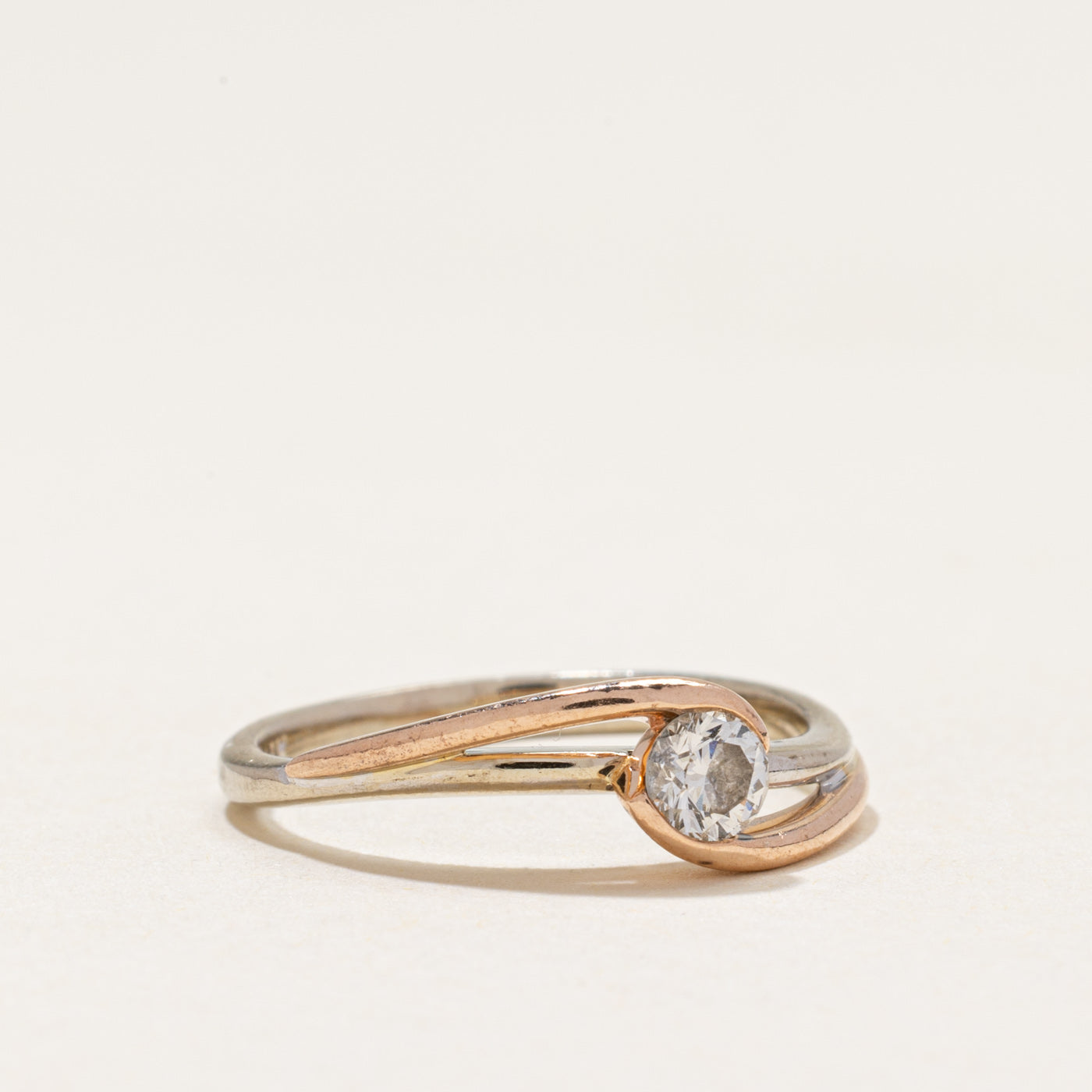 Two Tone Gold Diamond Bypass Ring | 0.20ct | SZ 5.25