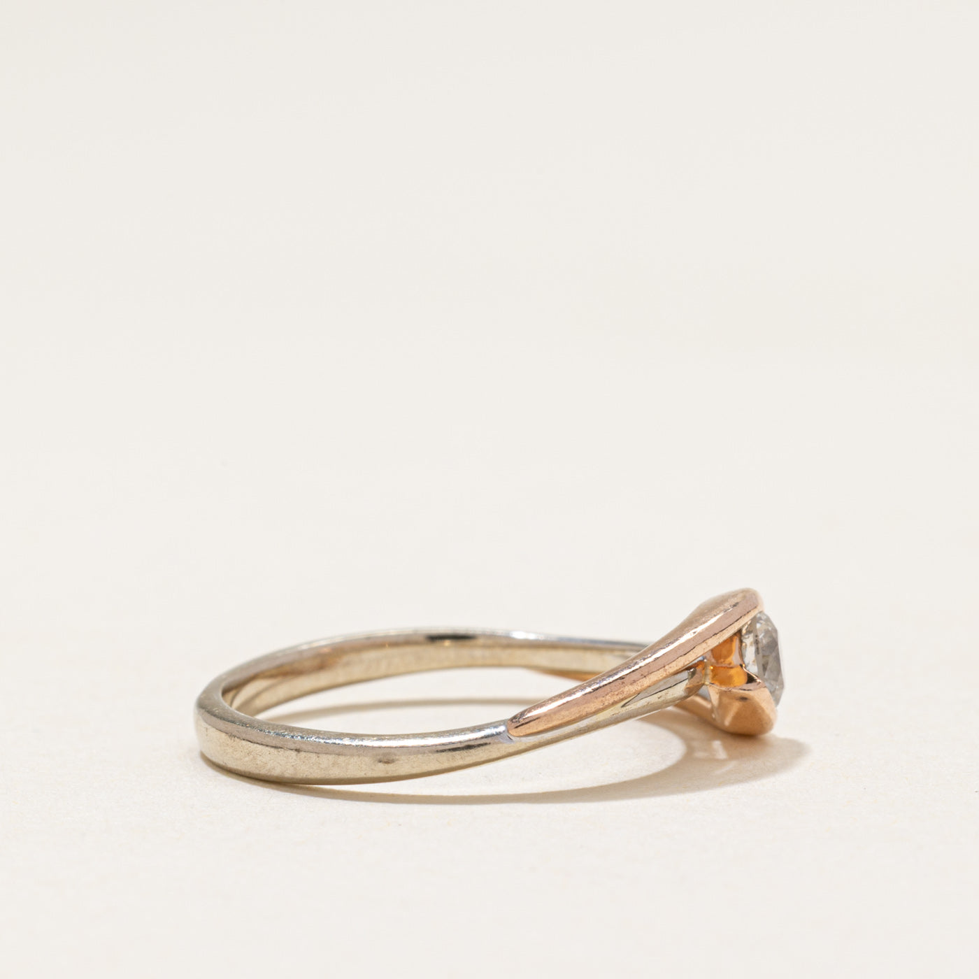 Two Tone Gold Diamond Bypass Ring | 0.20ct | SZ 5.25