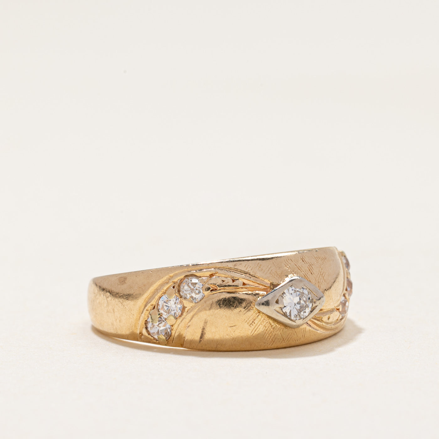 'Birks' Diamond Engraved Ring | 0.25ctw | SZ 7.75