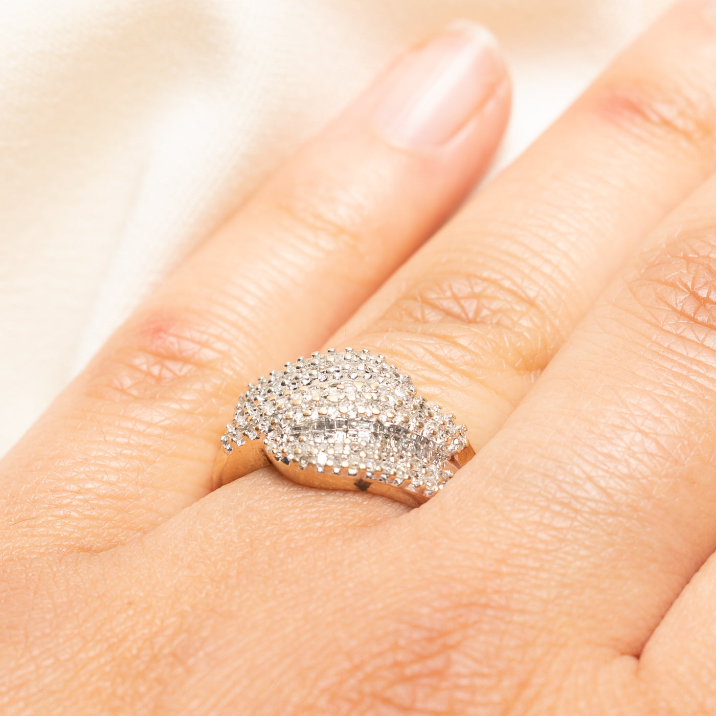 Diamond Cluster Bypass Cocktail Ring | 0.70ctw | SZ 7.25