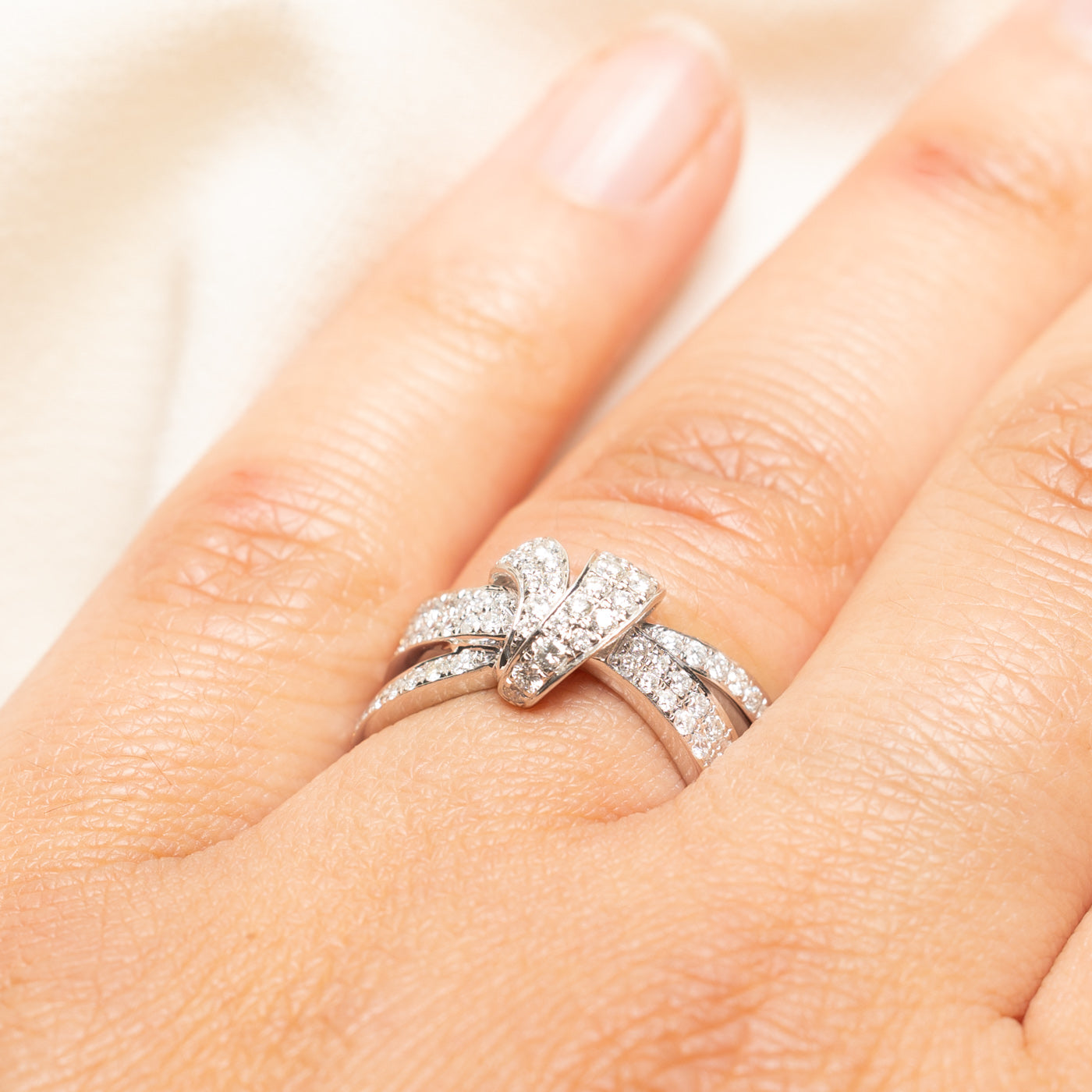 14k Diamond Cross Over Knot Ring | 0.75ctw | SZ 6.75