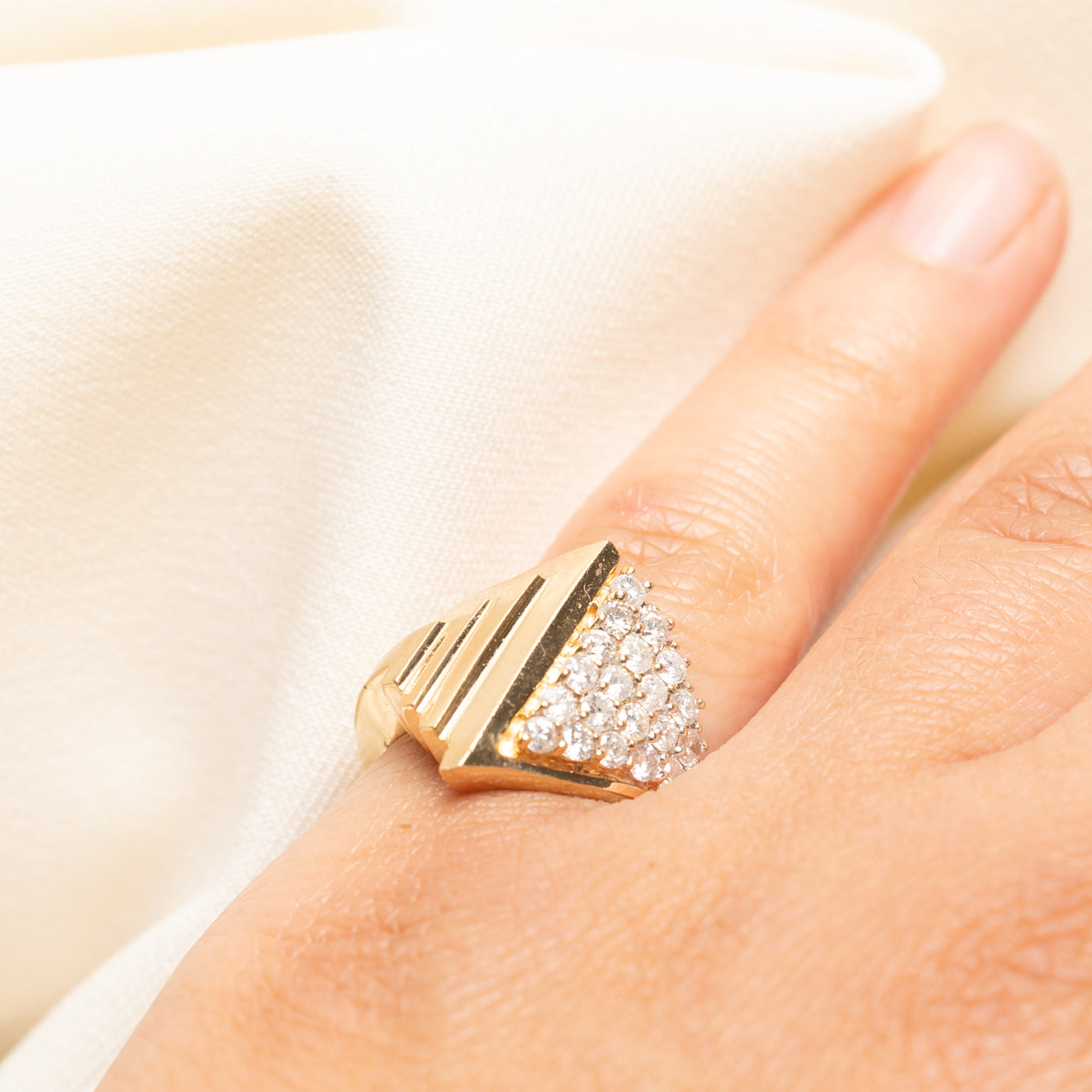 Diamond Triangle Cluster Cocktail Ring | 0.84ctw | SZ 5.5