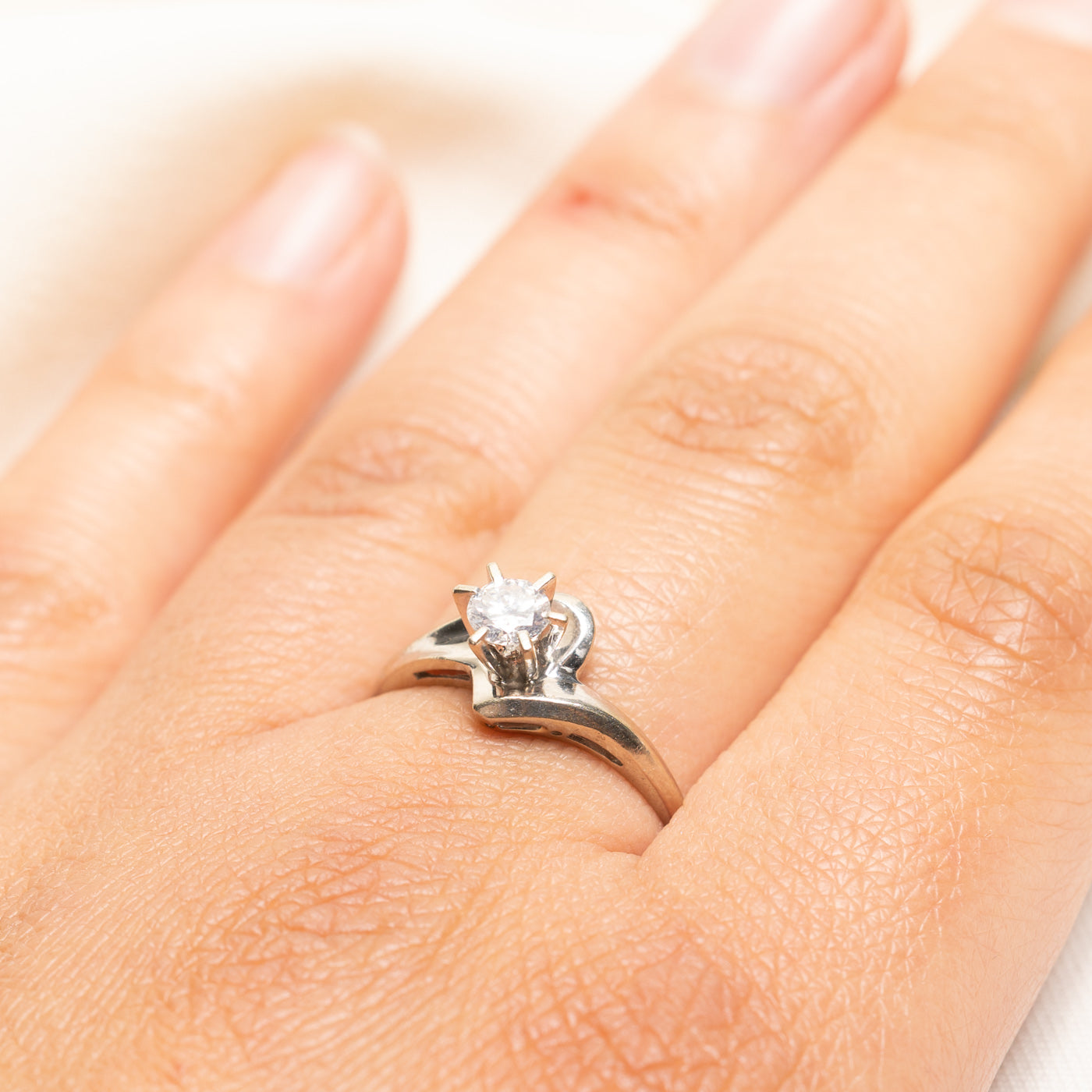 Solitaire Diamond Bypass Ring | 0.35ct | SZ 9.5