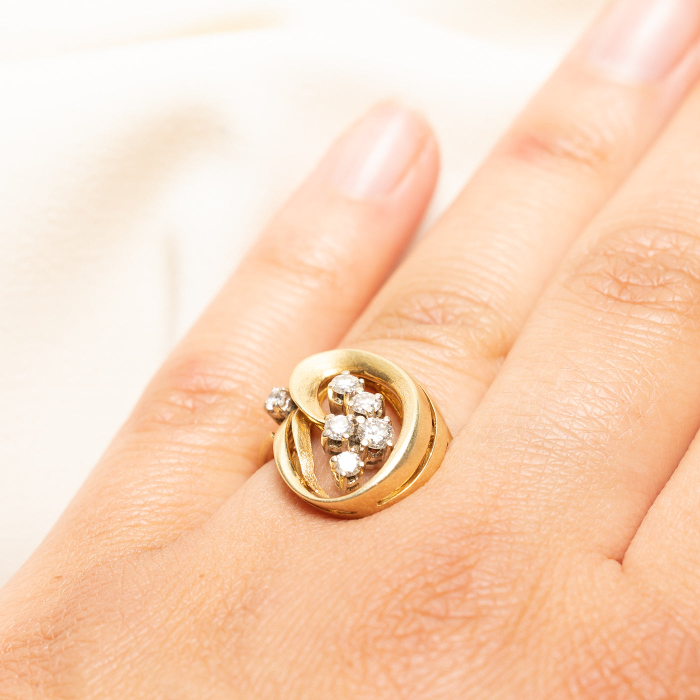14k Diamond Open Swirl Cocktail Ring | 0.44ctw | SZ 6.25