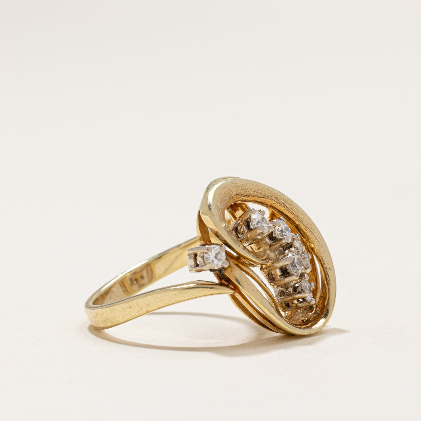 14k Diamond Open Swirl Cocktail Ring | 0.44ctw | SZ 6.25