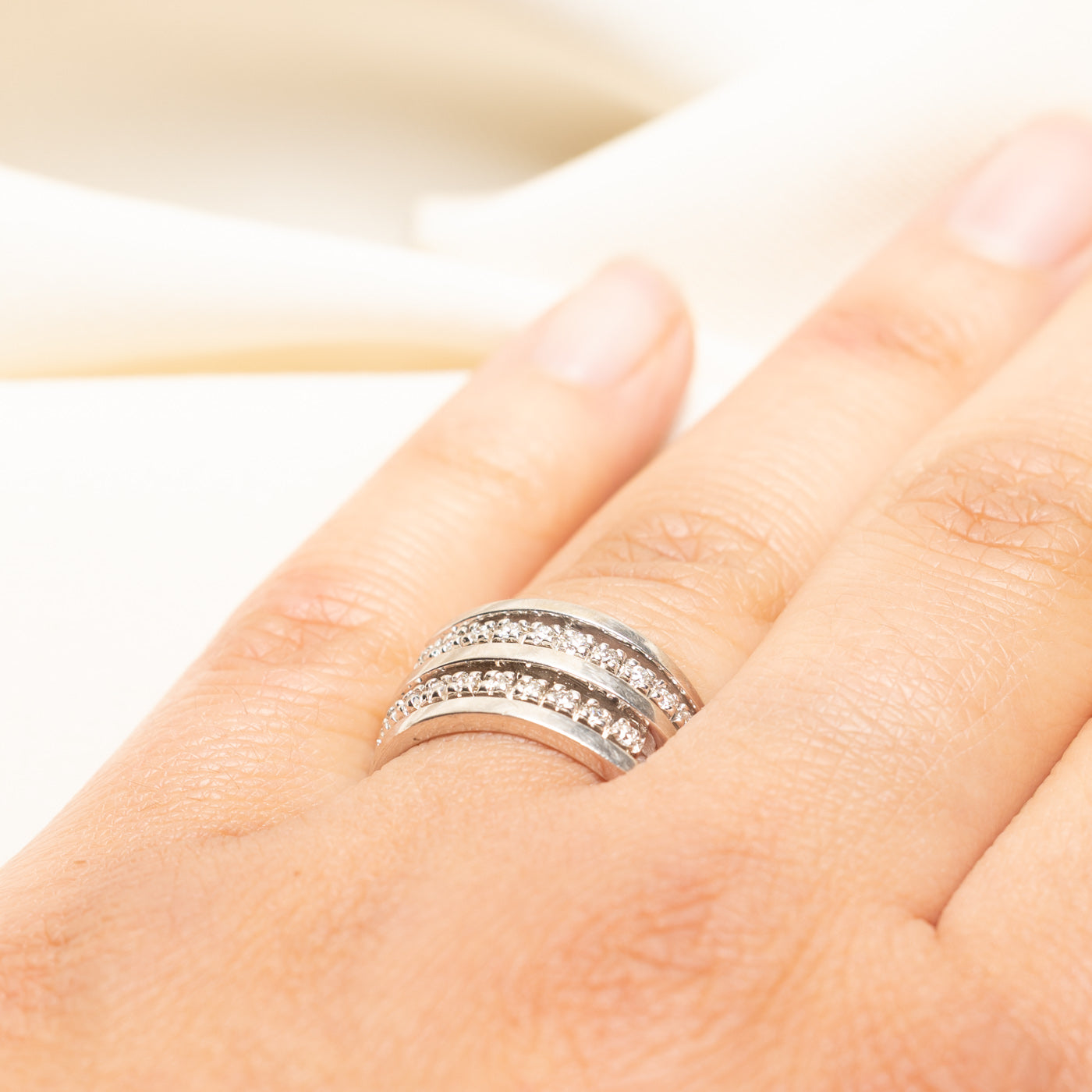 14k Double Row Diamond Bypass Ring | 0.33ctw | SZ 7.5