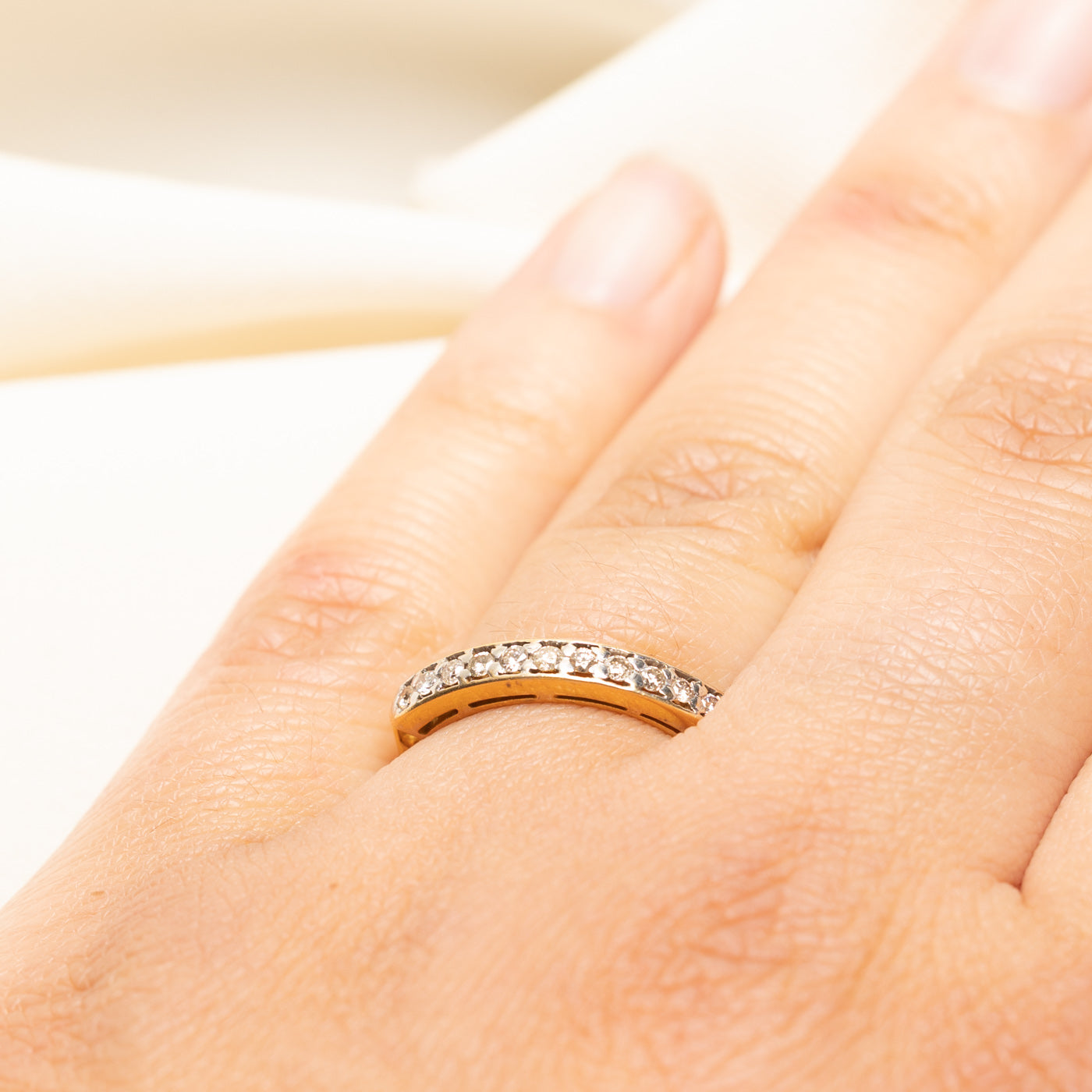 17k Semi Eternity Diamond Ring | 0.22ctw | SZ 6.75
