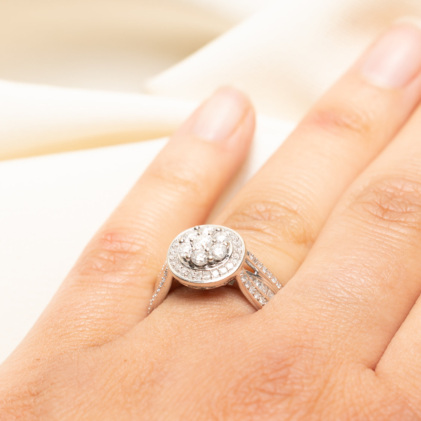 Diamond Cluster Halo Cocktail Ring | 1.24ctw | SZ 7