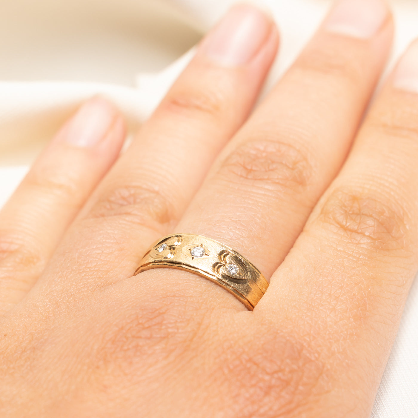 Diamond Heart Engraved Band | 0.11ctw | SZ 11.5