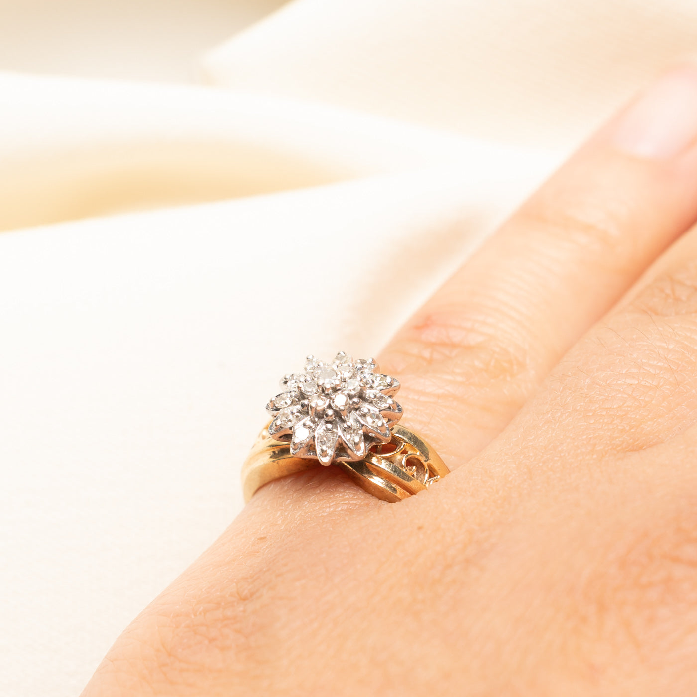Diamond Cluster Scrollwork Ring | 0.29ctw | SZ 6