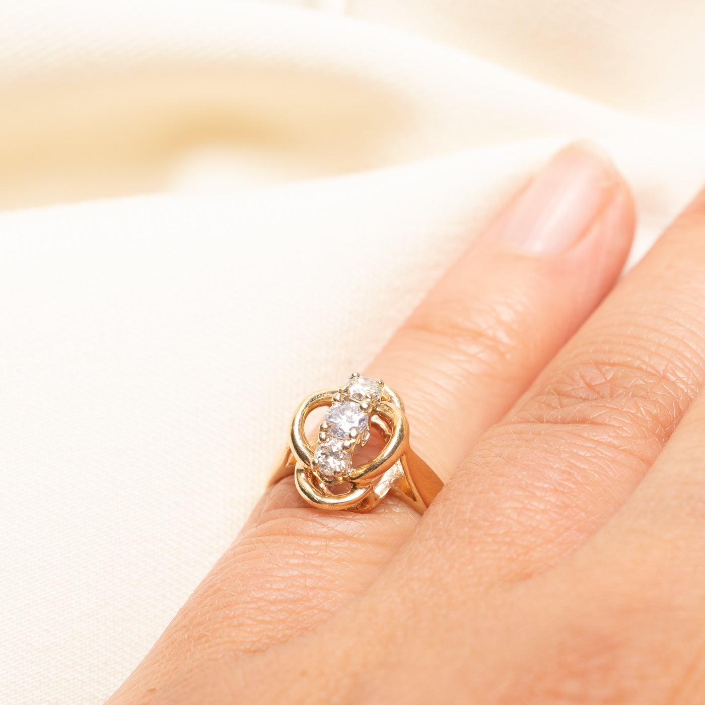 Three Stone Diamond Column Ring | 0.31ctw | SZ 4