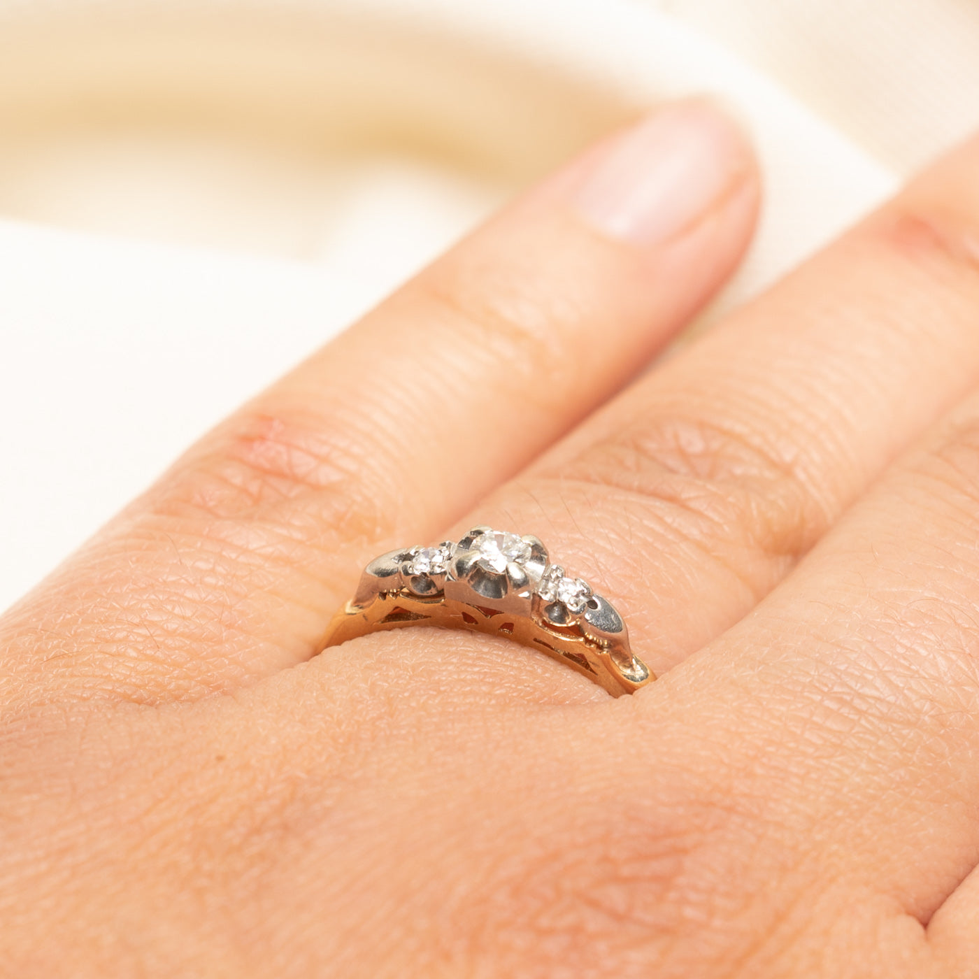 Three Stone Illusion Set Diamond Ring | 0.15ctw | SZ 7.5