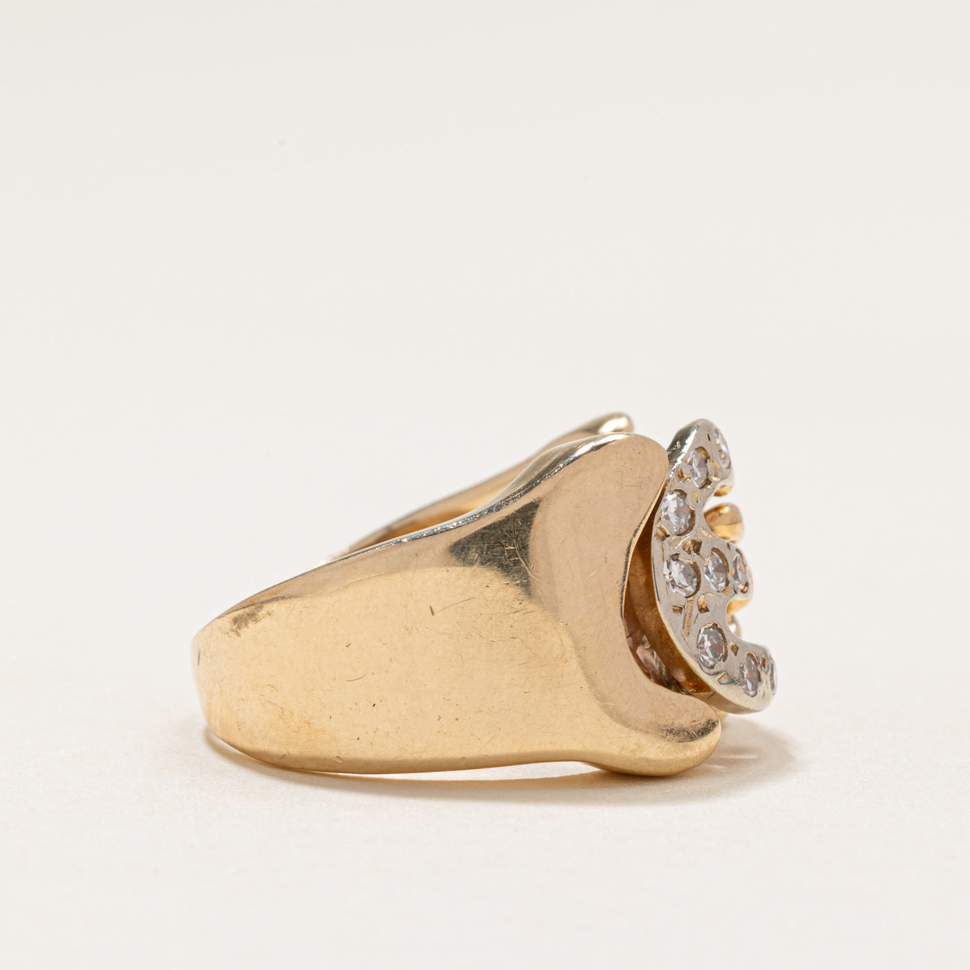 Diamond "E" Abstract Cocktail Ring | 0.22ctw | SZ 6.5