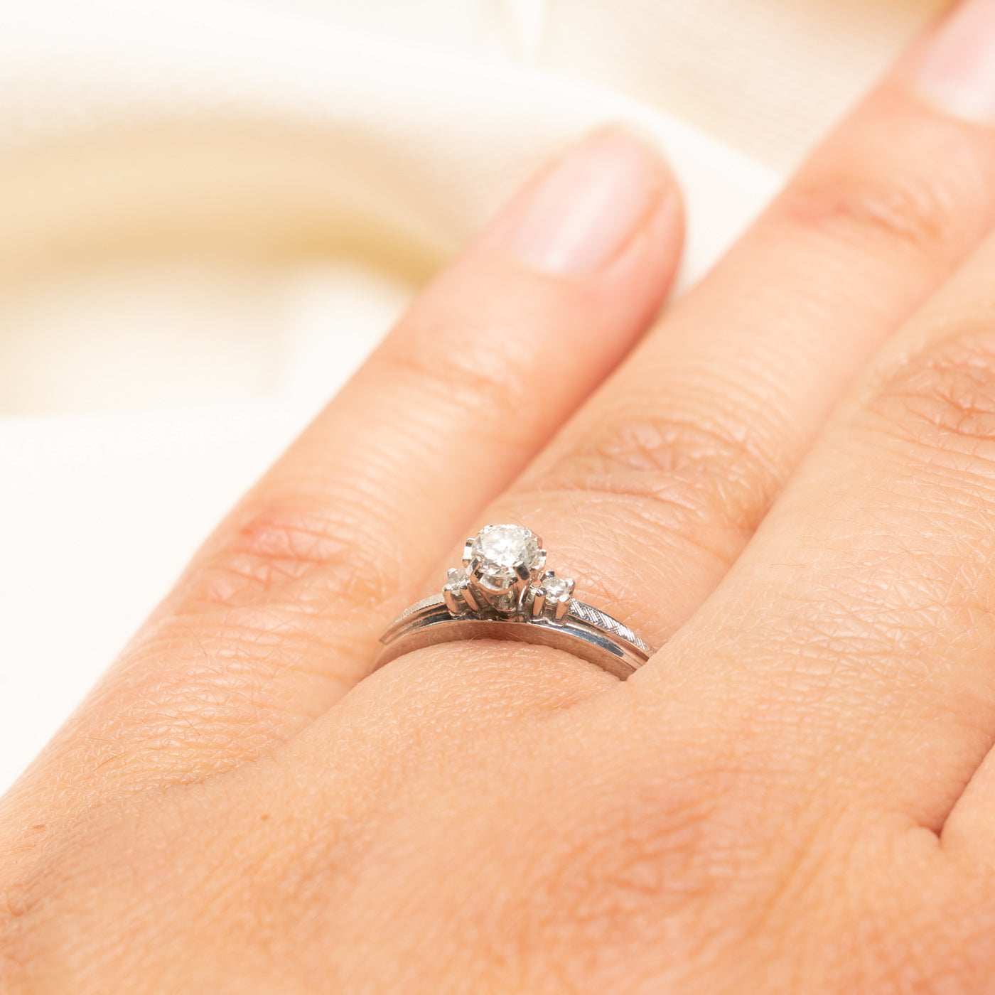 18k Diamond Textured Ring | 0.24ctw | SZ 6.25