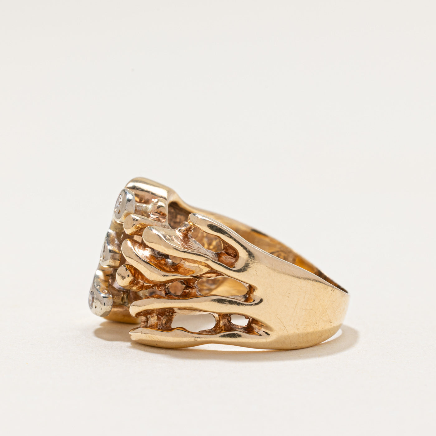Diamond "E" Abstract Cocktail Ring | 0.22ctw | SZ 6.5