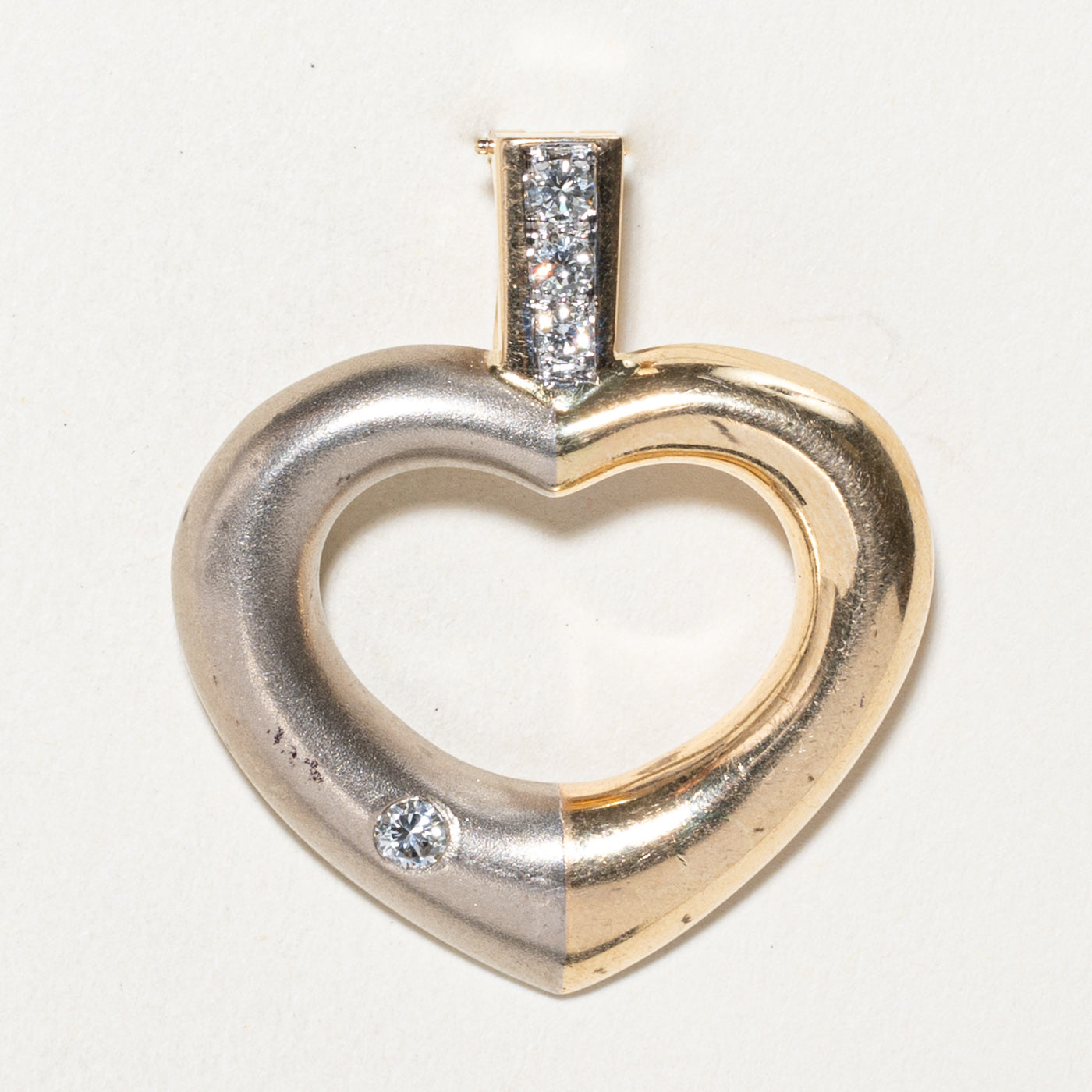 Two Tone Gold Diamond Heart Pendant | 0.26ctw