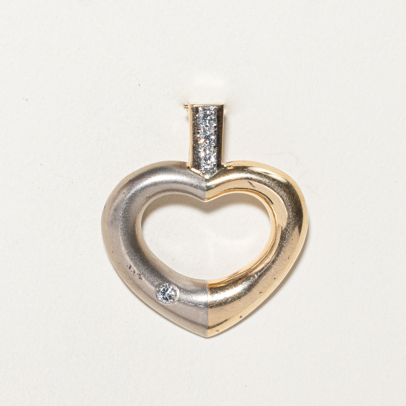 Two Tone Gold Diamond Heart Pendant | 0.26ctw