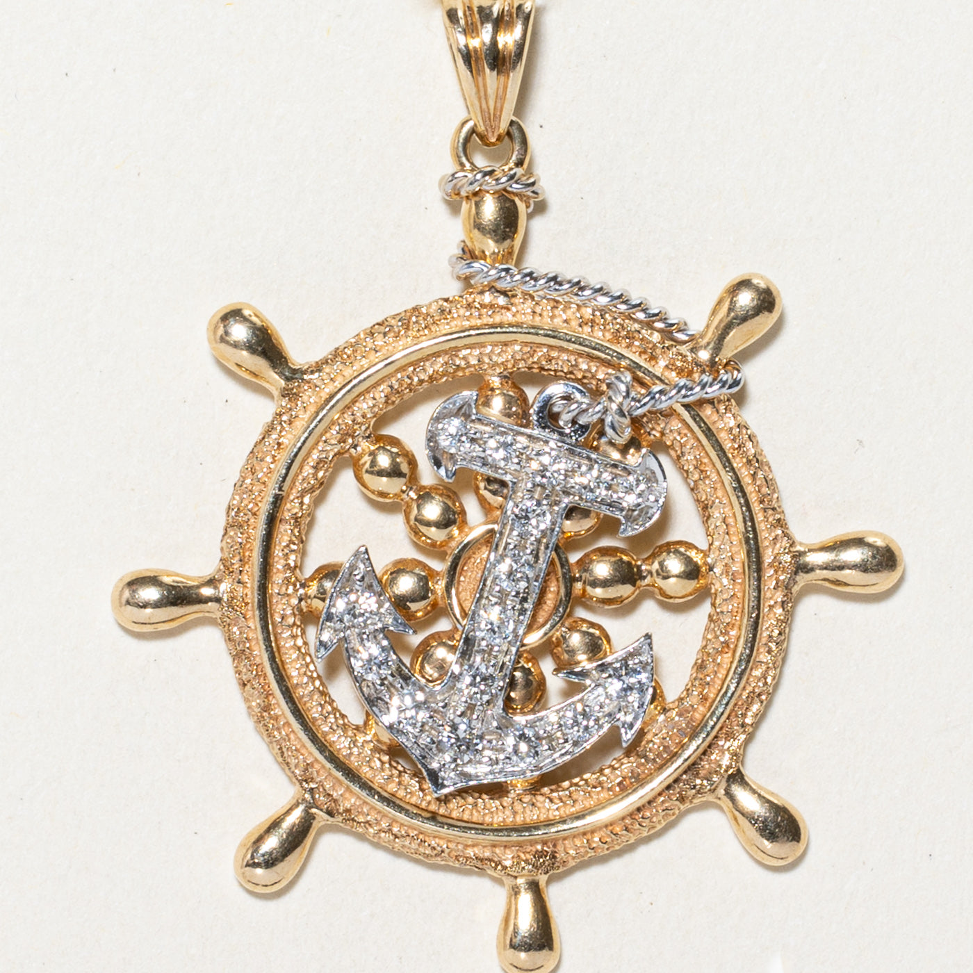 Diamond Anchor & Helm Pendant | 0.36ctw