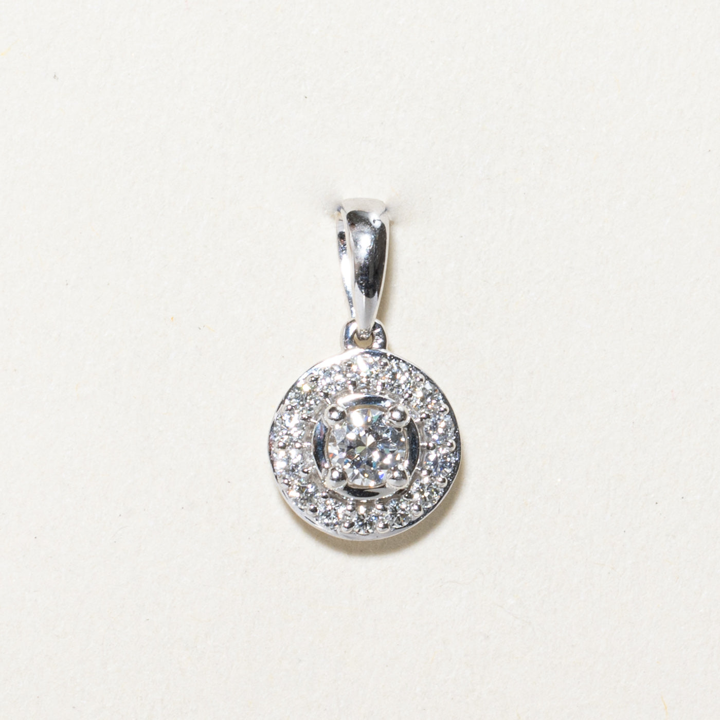 Diamond Halo Circle Pendant | 0.30ctw