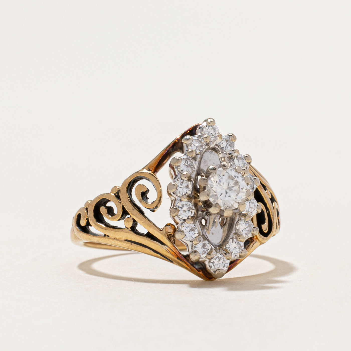 Diamond Marquise Cluster Scrollwork Ring | 0.50ctw | SZ 5.5