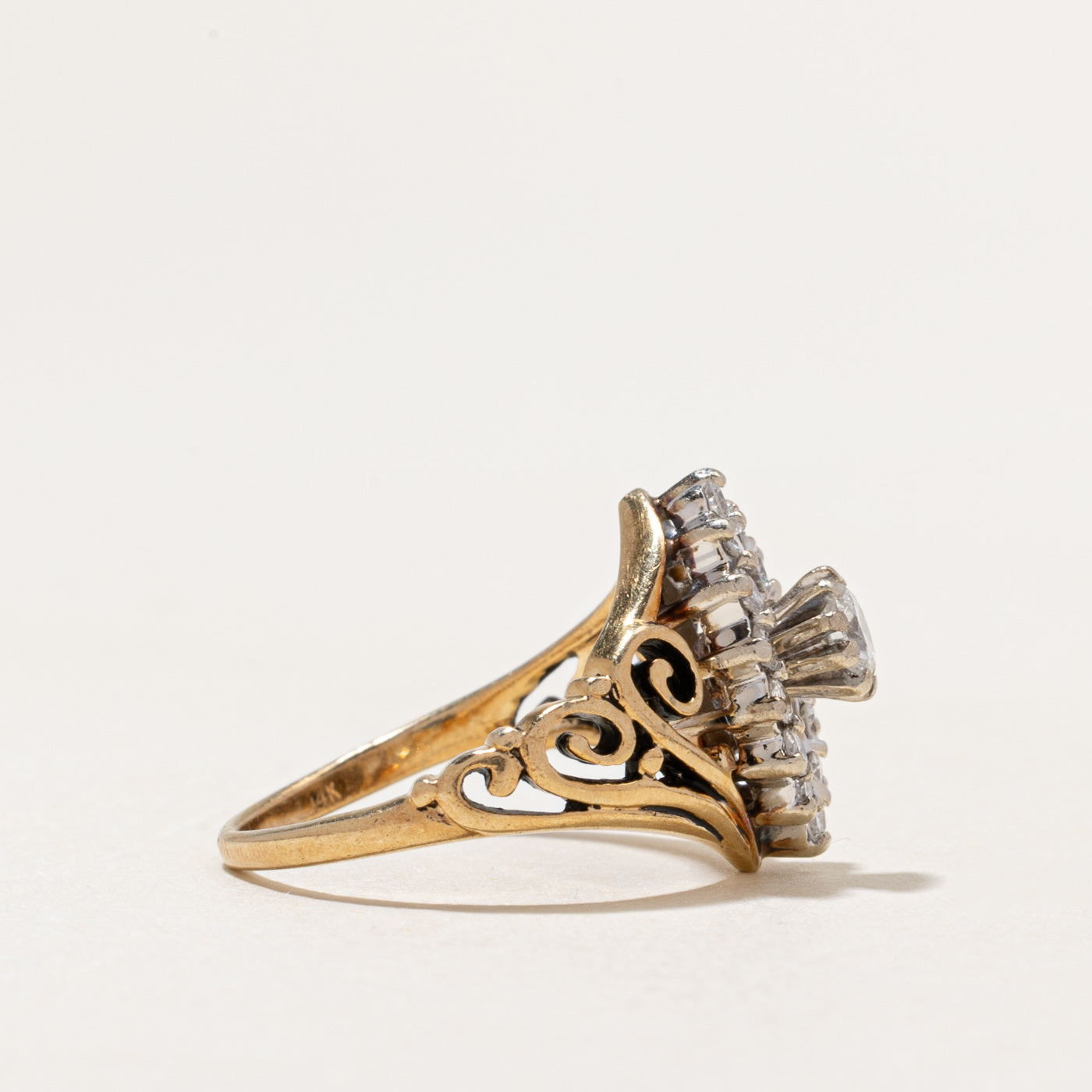 Diamond Marquise Cluster Scrollwork Ring | 0.50ctw | SZ 5.5