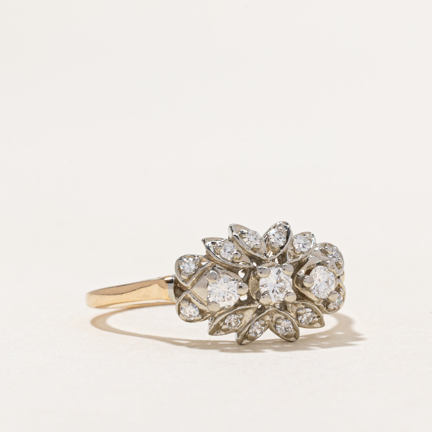 Yellow Gold Diamond Cluster Ring | 0.41ctw | SZ 10