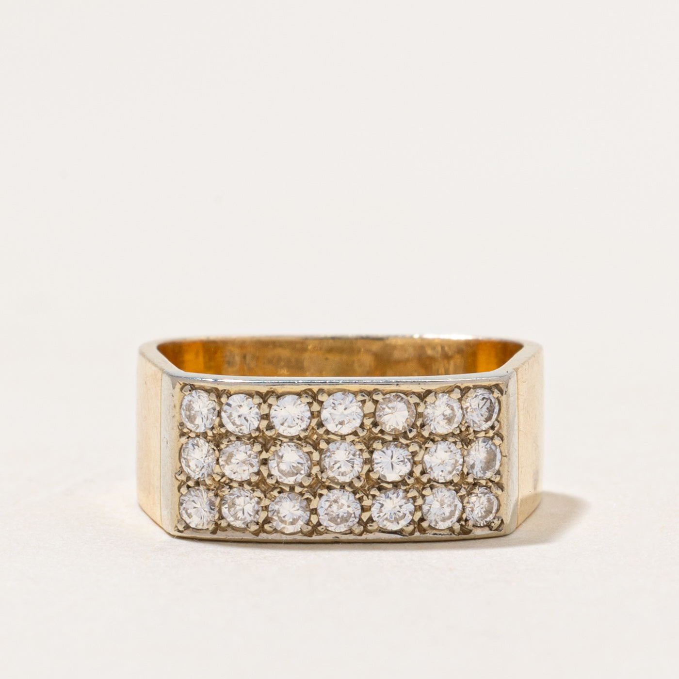 18k Diamond Grid Soft-Square Band | 0.42ctw | 6.70mm | SZ 3.75