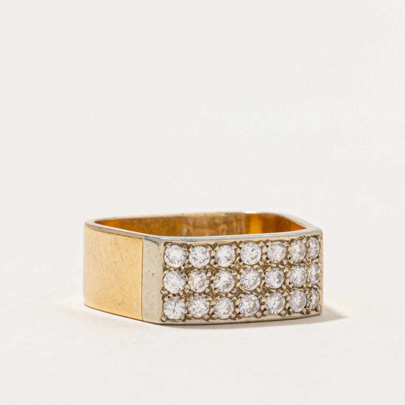 18k Diamond Grid Soft-Square Band | 0.42ctw | 6.70mm | SZ 3.75