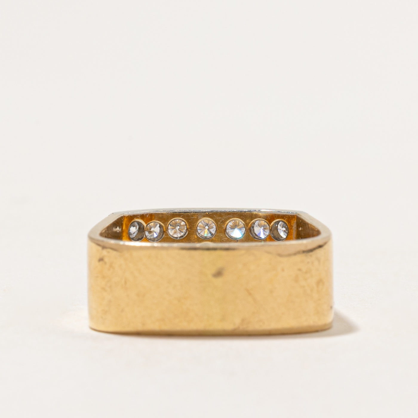 18k Diamond Grid Soft-Square Band | 0.42ctw | 6.70mm | SZ 3.75