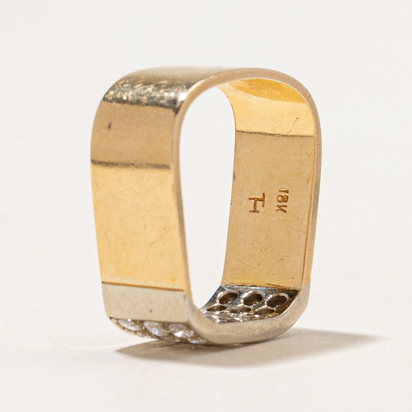 18k Diamond Grid Soft-Square Band | 0.42ctw | 6.70mm | SZ 3.75