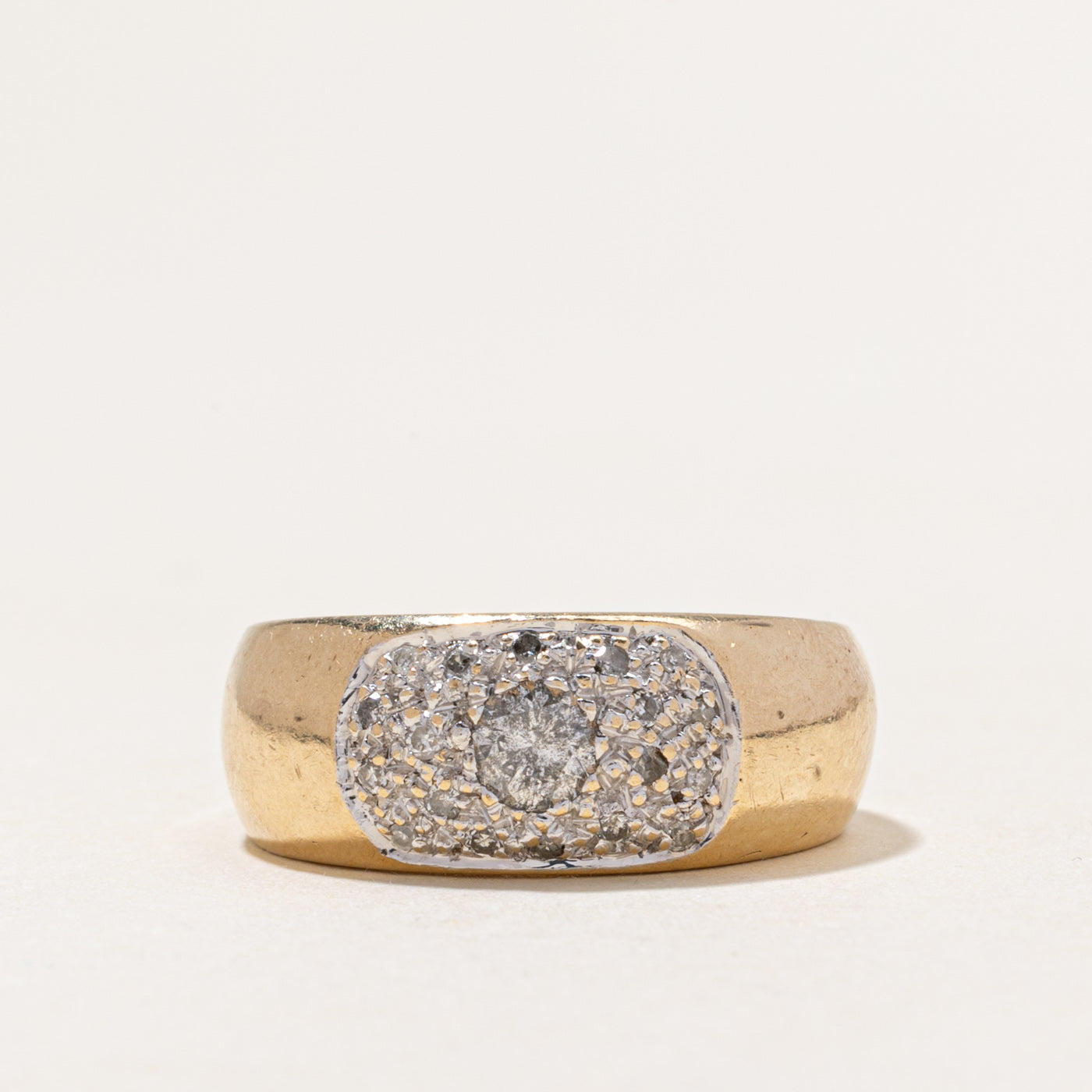 Yellow Gold Diamond Cluster Low Dome Band | 0.43ctw | SZ 7