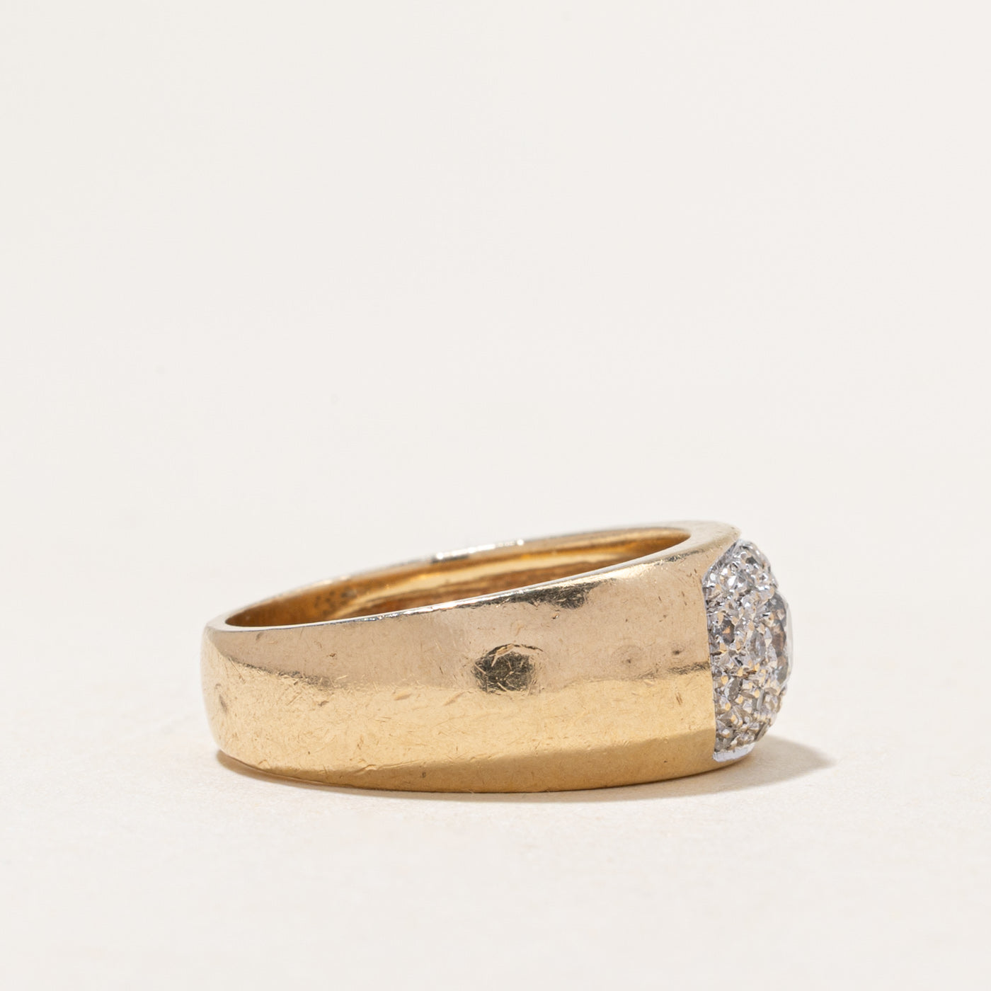 Yellow Gold Diamond Cluster Low Dome Band | 0.43ctw | SZ 7
