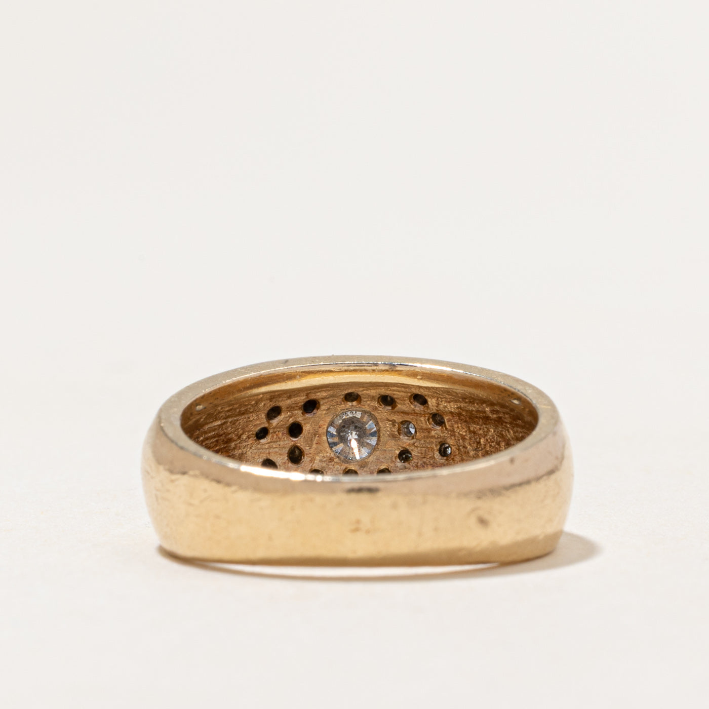 Yellow Gold Diamond Cluster Low Dome Band | 0.43ctw | SZ 7