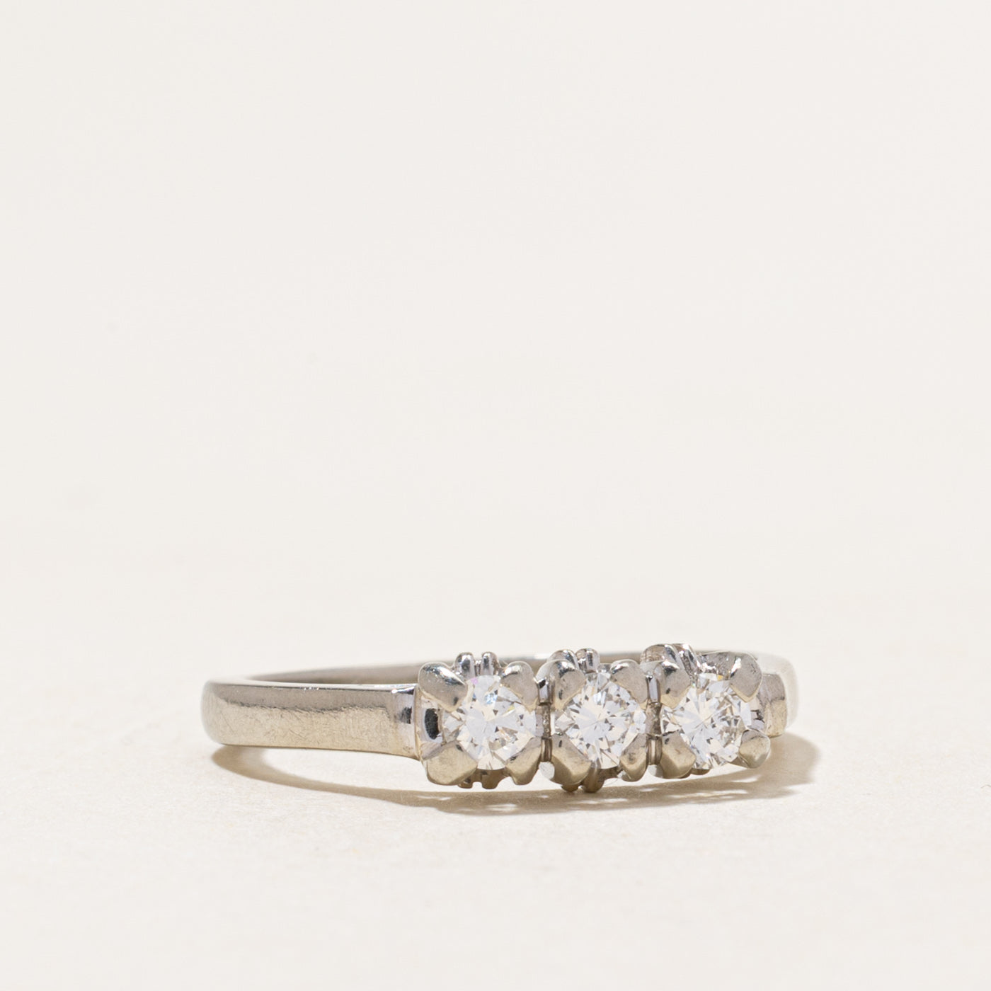 18k White Gold Three Stone Diamond Ring | 0.30ctw | SZ 6