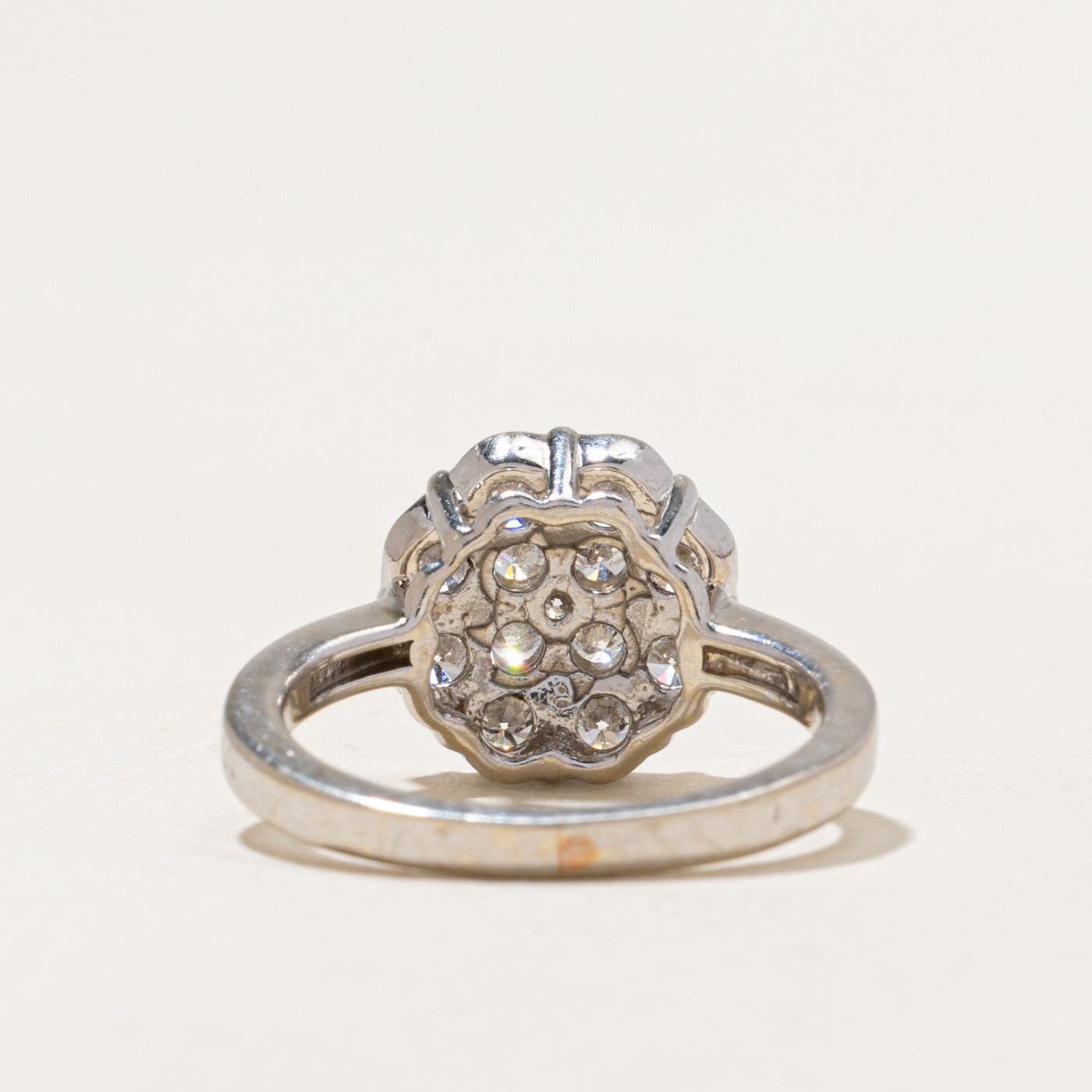 White Gold Diamond Cluster Ring | 0.80ctw | SZ 4.5