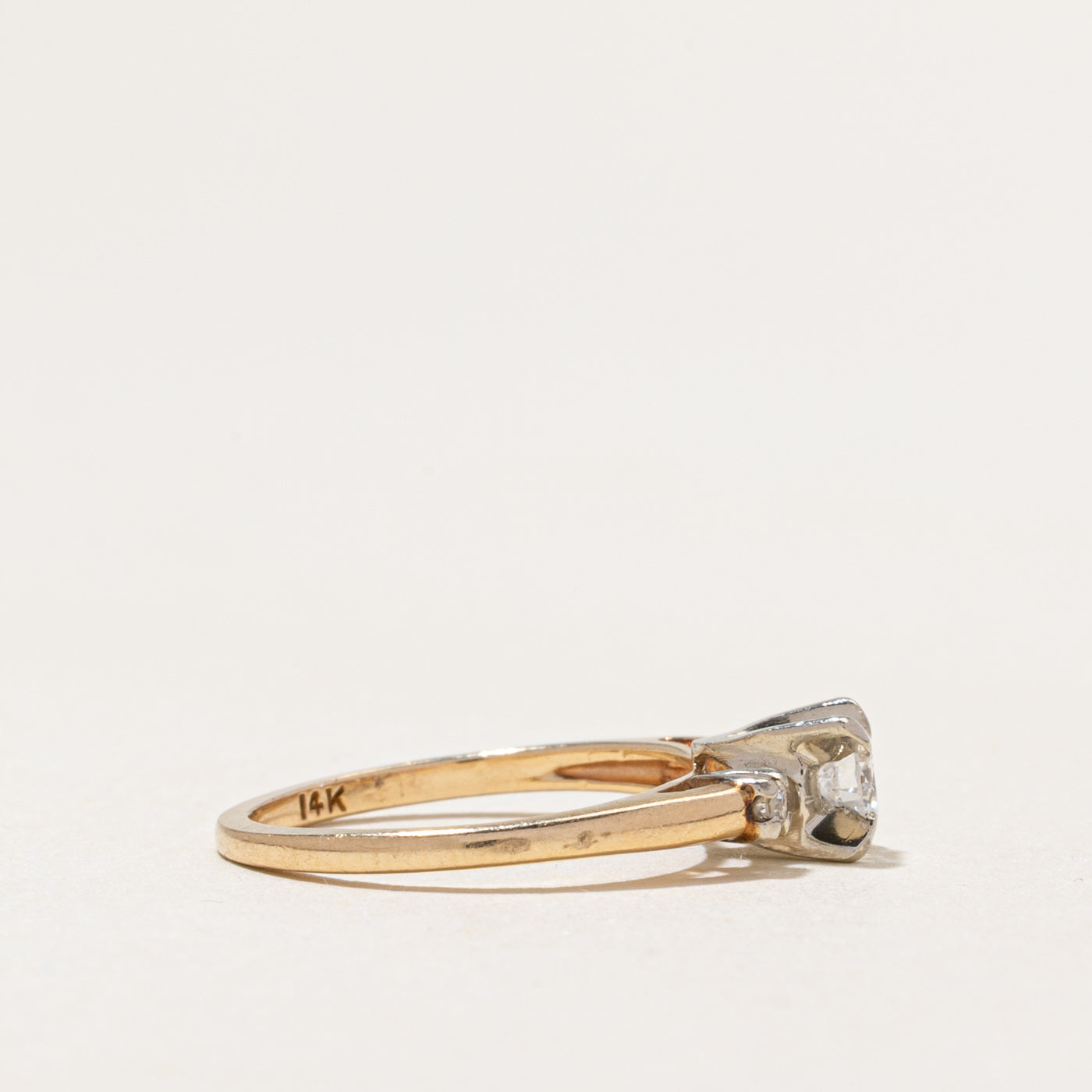 Yellow Gold Diamond Engagement Ring | 0.22ctw | SZ 3.75