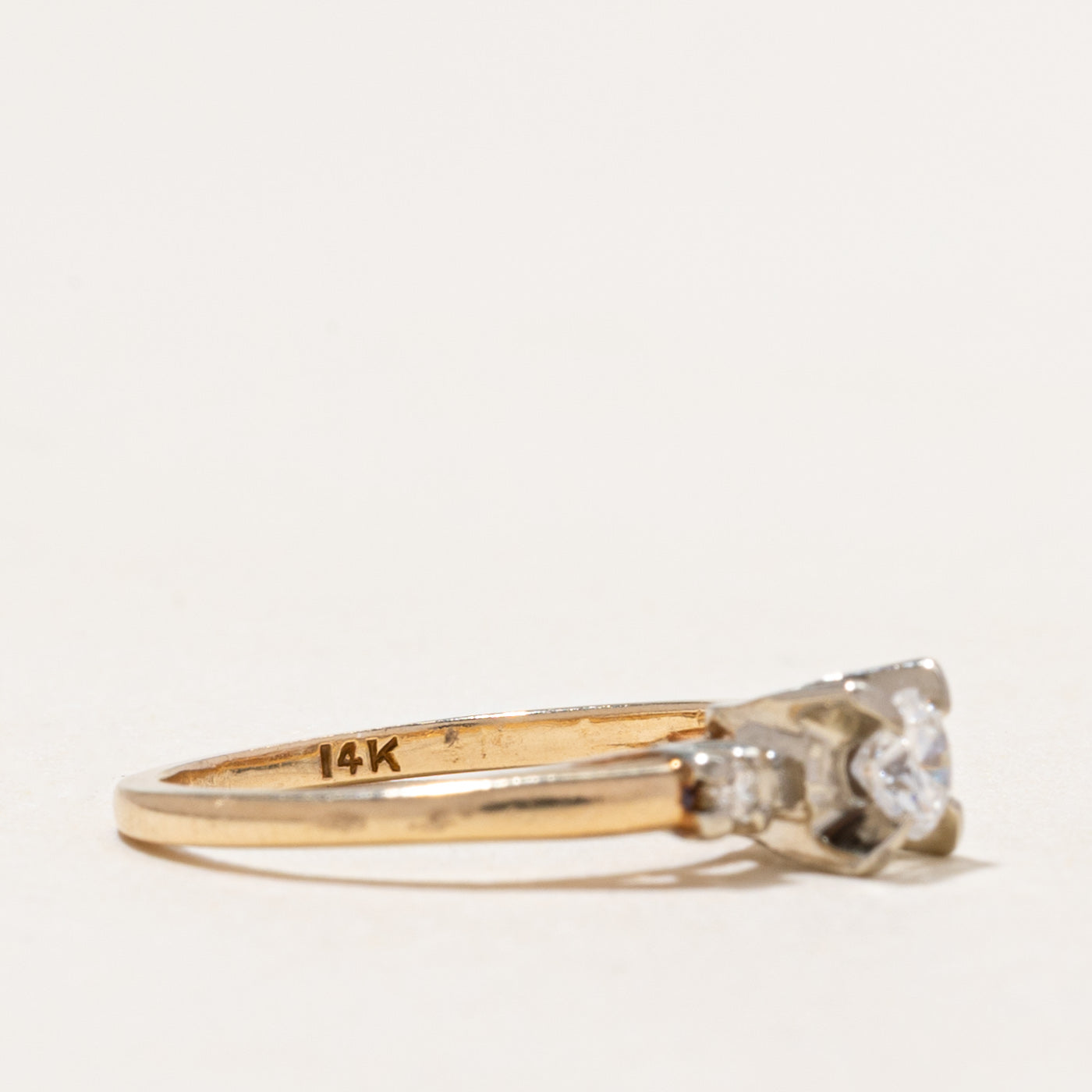 Yellow Gold Diamond Engagement Ring | 0.22ctw | SZ 3.75