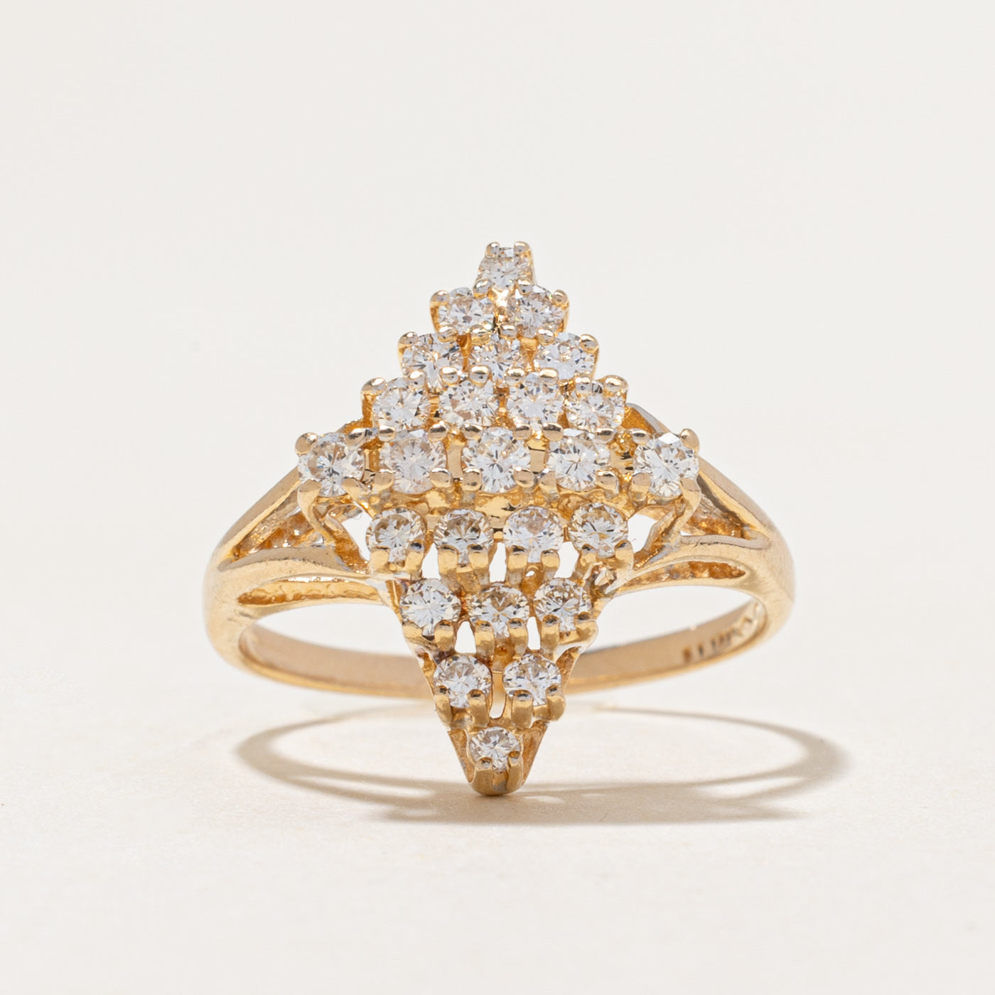 Yellow Gold Diamond Cluster Cocktail Ring | 0.71ctw | SZ 6.5