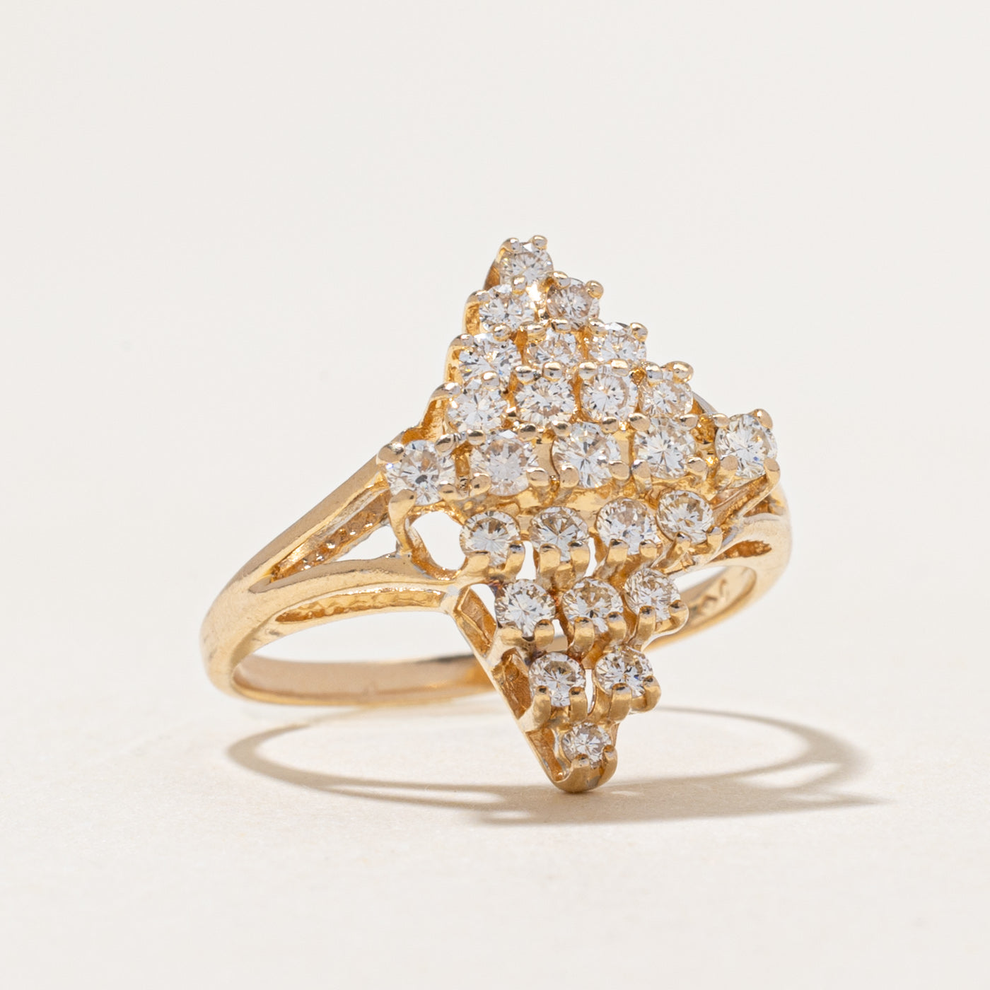 Yellow Gold Diamond Cluster Cocktail Ring | 0.71ctw | SZ 6.5