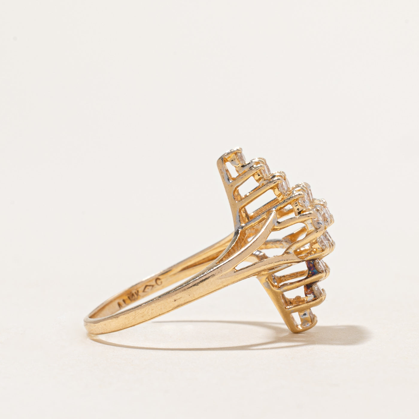 Yellow Gold Diamond Cluster Cocktail Ring | 0.71ctw | SZ 6.5