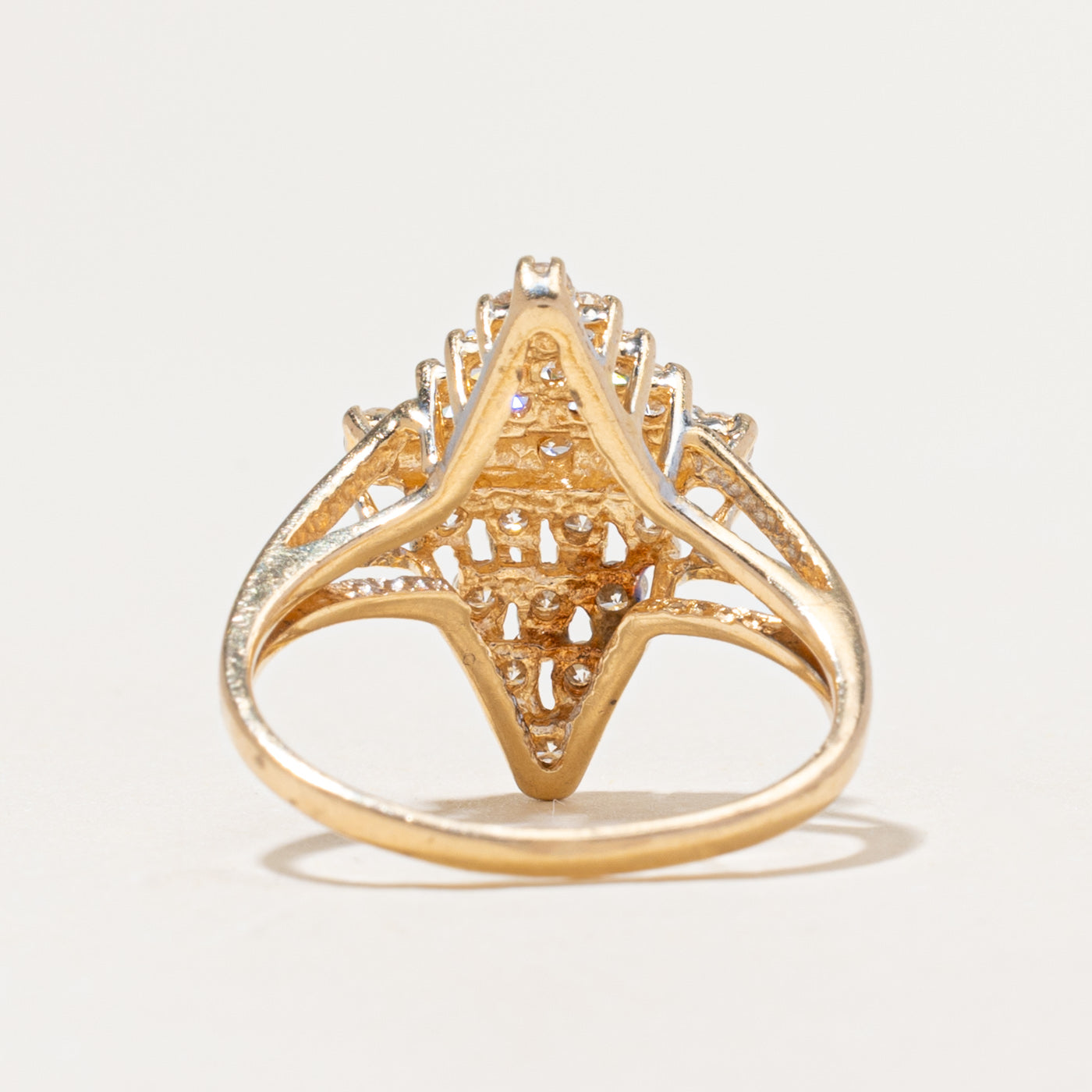 Yellow Gold Diamond Cluster Cocktail Ring | 0.71ctw | SZ 6.5