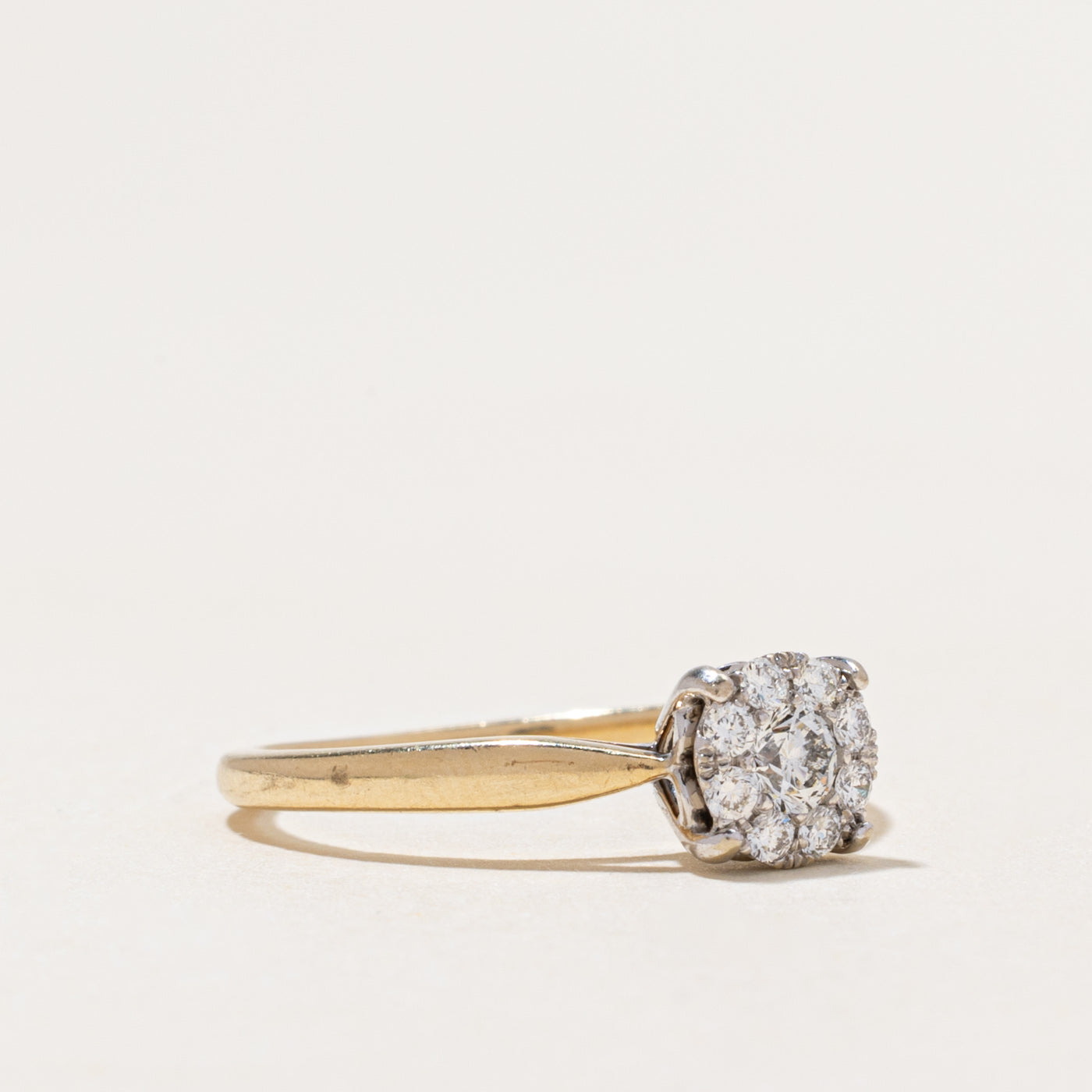 Yellow Gold Diamond Halo Reverse Tapered Ring | 0.34ctw | SZ 6.5