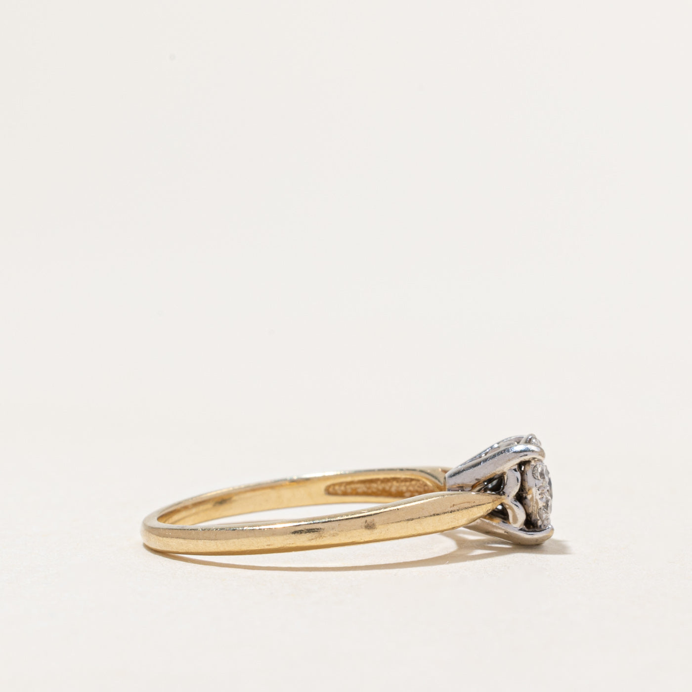 Yellow Gold Diamond Halo Reverse Tapered Ring | 0.34ctw | SZ 6.5
