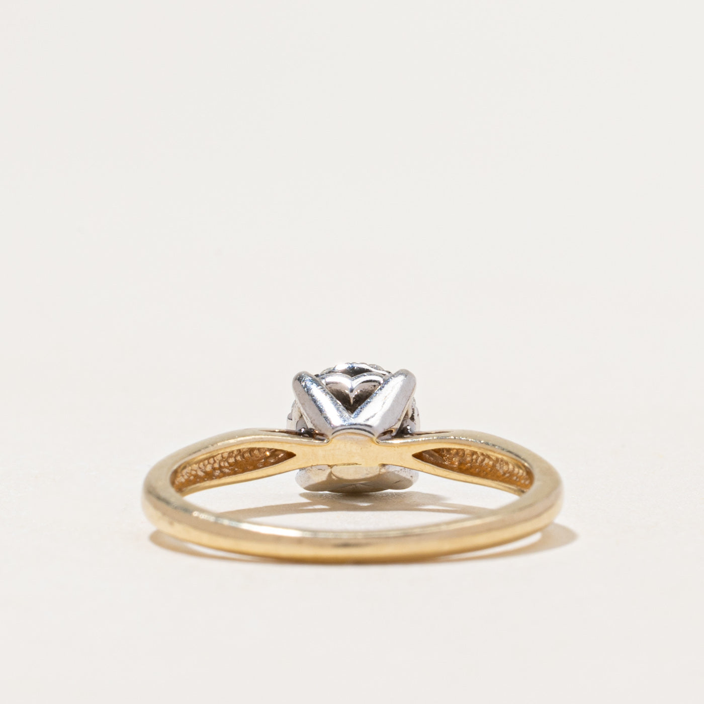 Yellow Gold Diamond Halo Reverse Tapered Ring | 0.34ctw | SZ 6.5