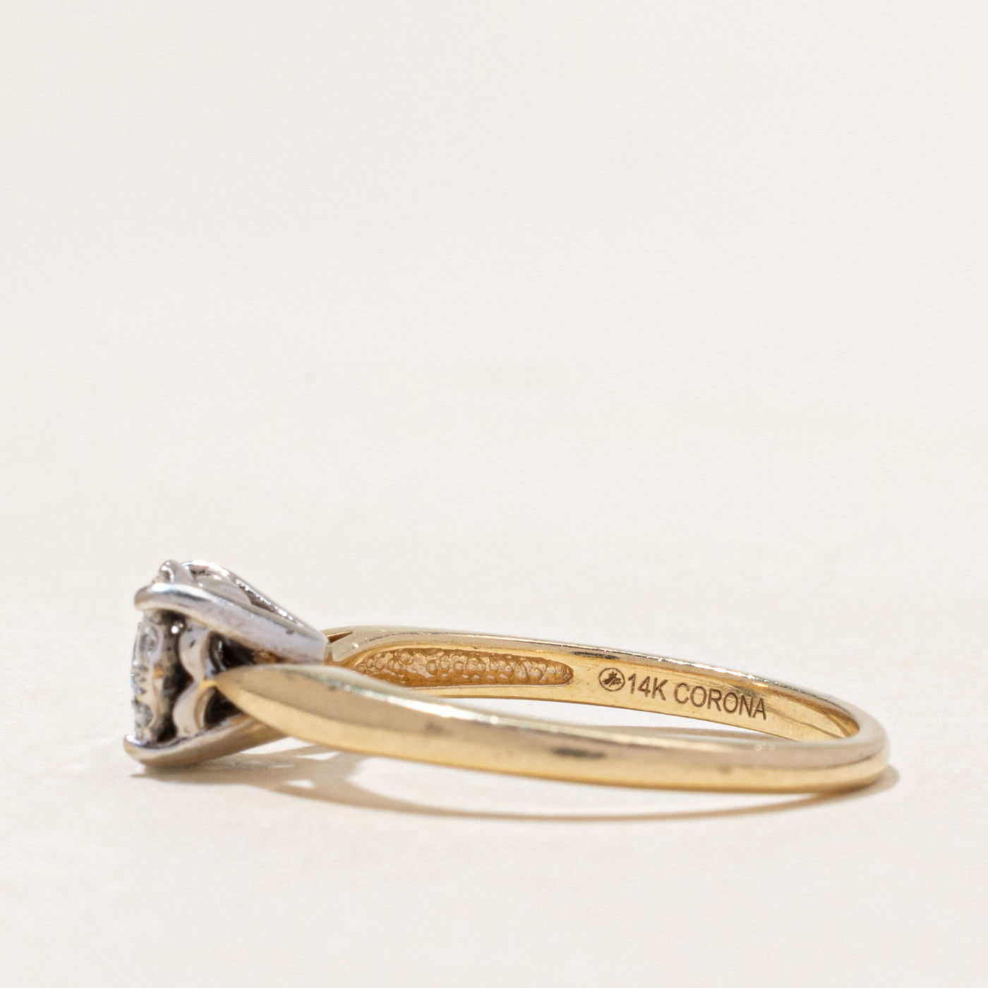 Yellow Gold Diamond Halo Reverse Tapered Ring | 0.34ctw | SZ 6.5