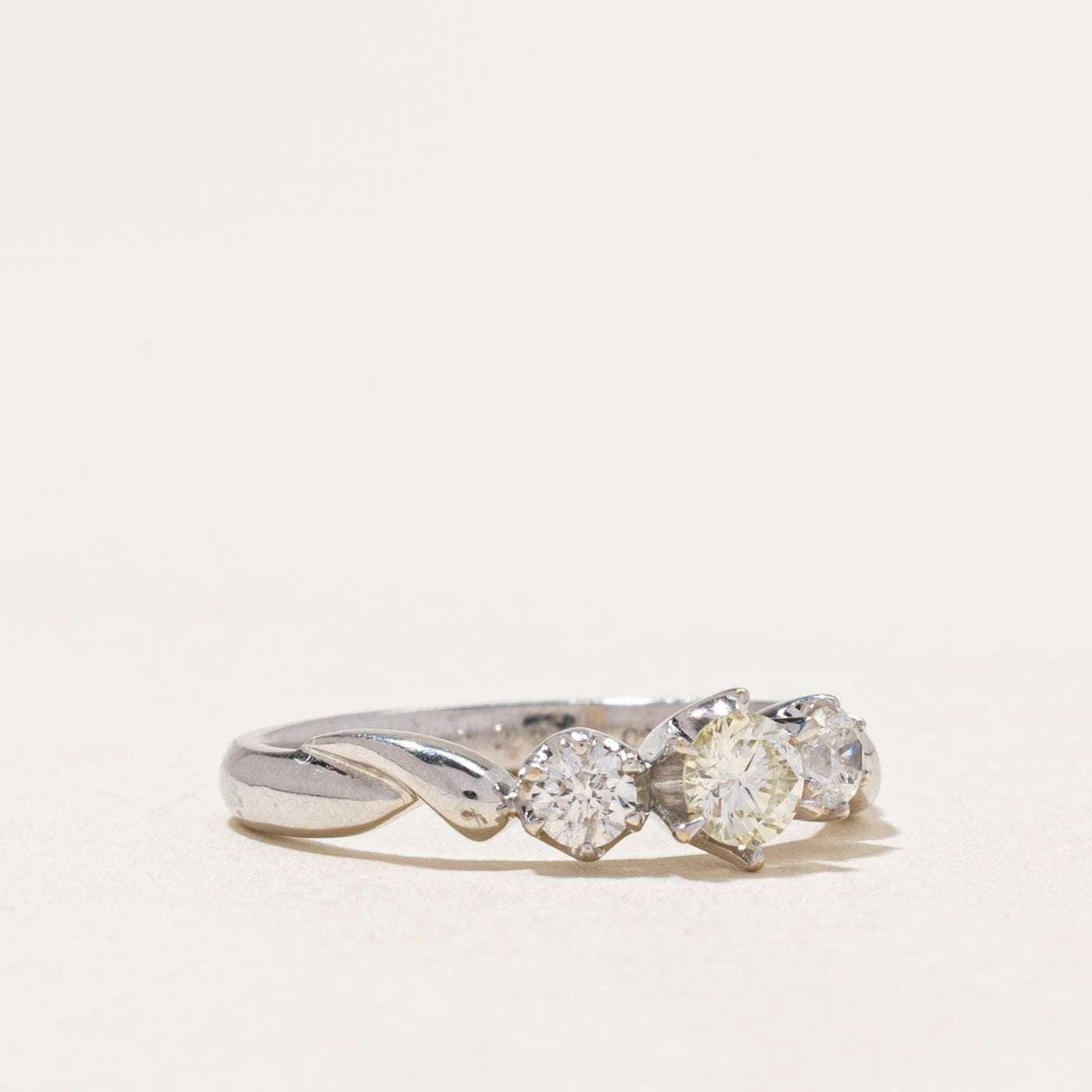 18k Three Stone Yellow & White Diamond Ring | 0.43ctw | SZ 5