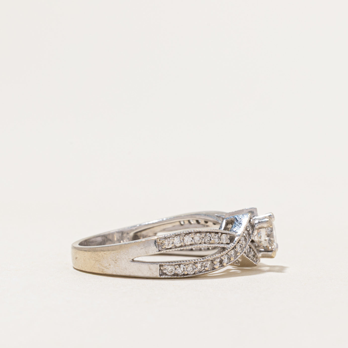White Gold Diamond Cross Over Ring | 0.56ctw | SZ 6.25